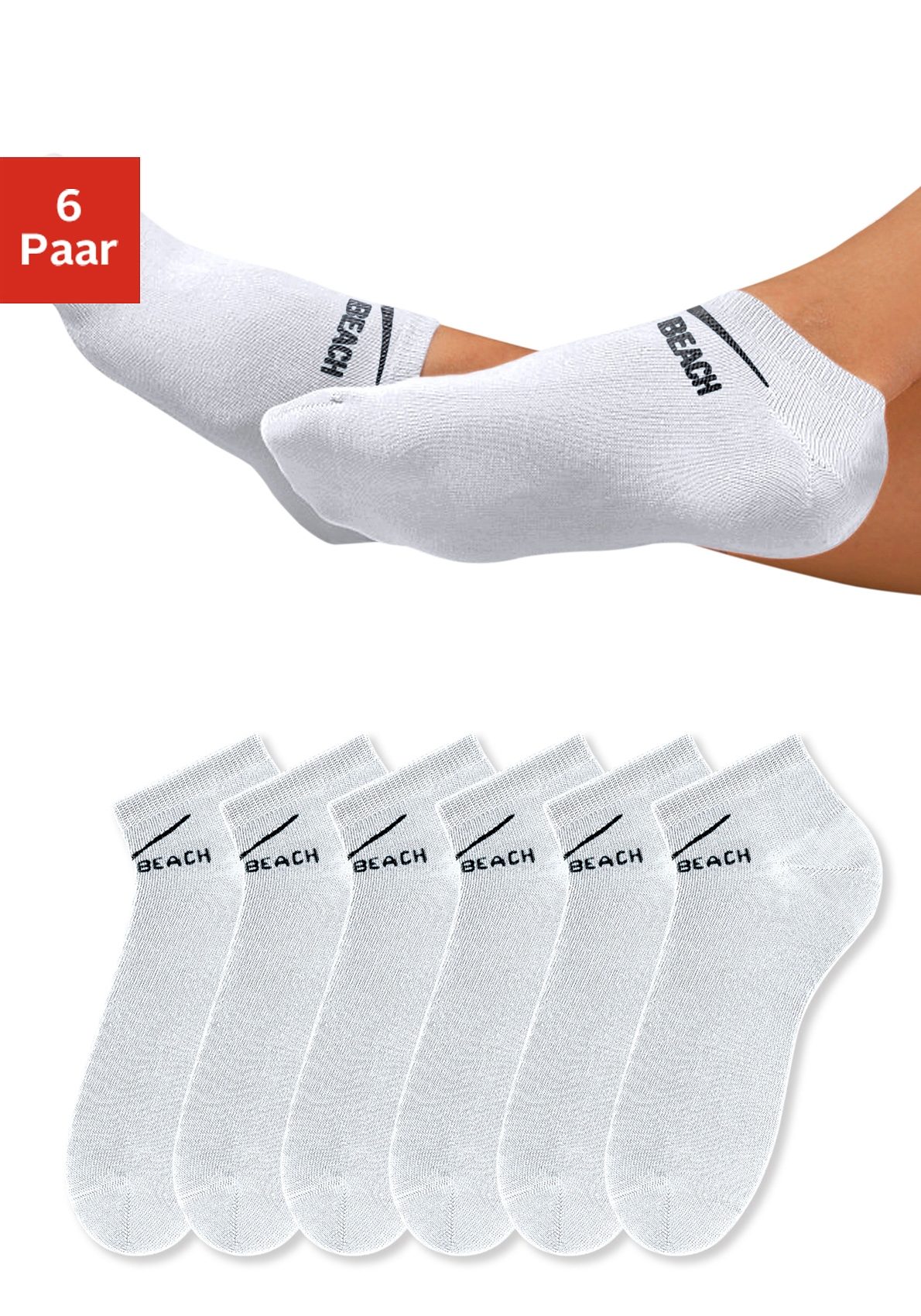 Venice Beach "Damen Kinder Sportsocken, Laufsocken, Kurzsocken" Packung, 6 Stk. tlg. perfekte Passform durch LYCRA-Anteil