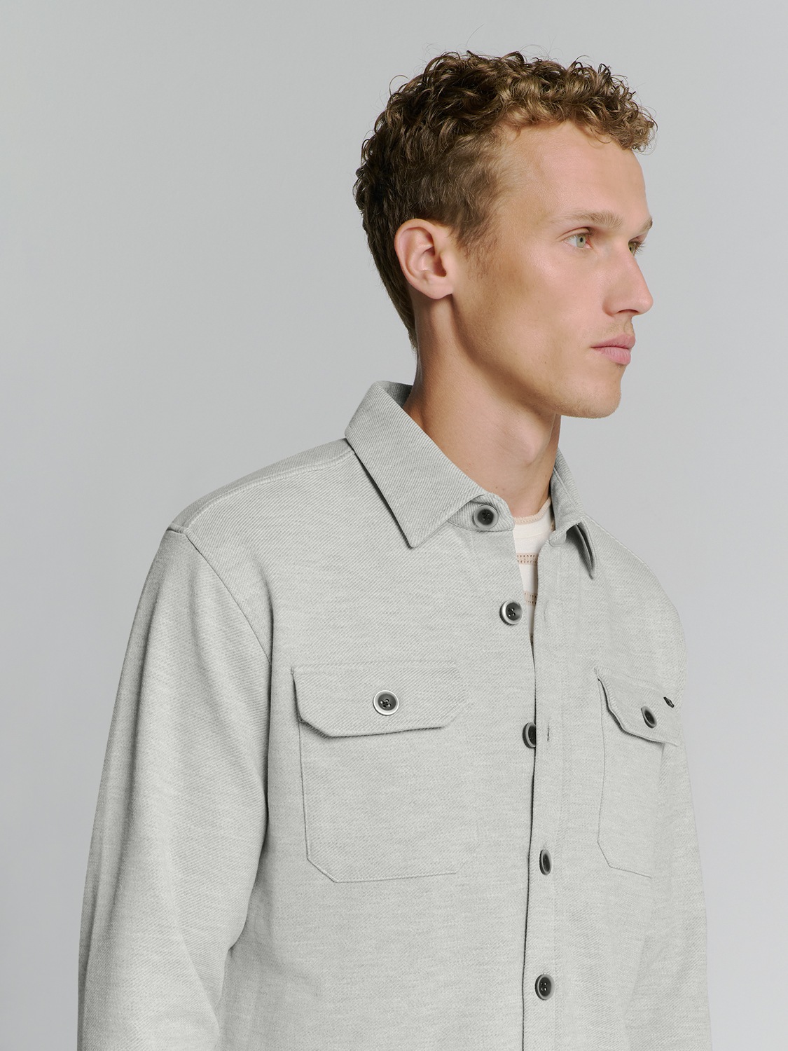 NO EXCESS Langarmhemd »No Excess Sweat Overshirt mit Knopfverschluss«