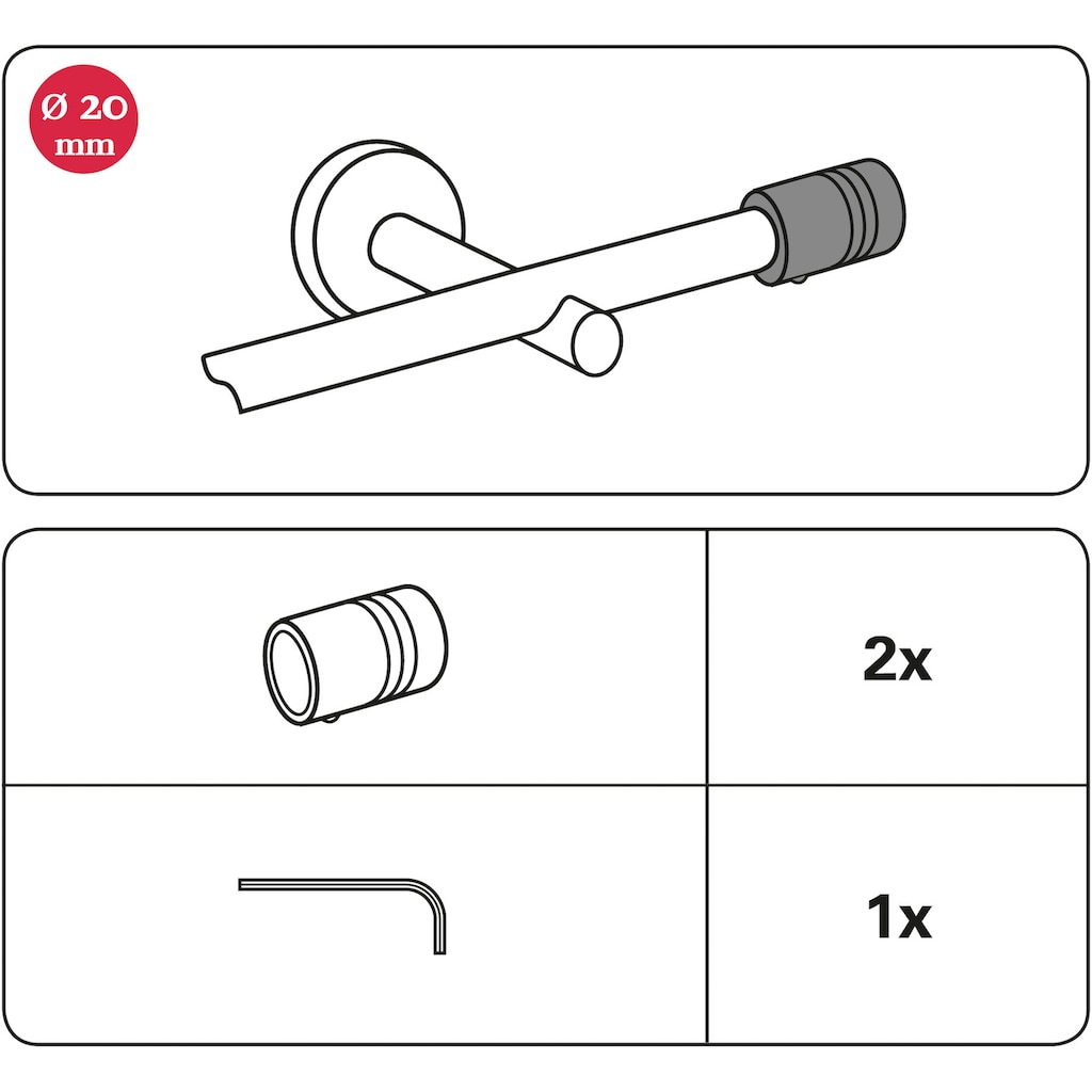 GARDINIA Gardinenstangen-Endstück »Zylinder«, (2 St.)