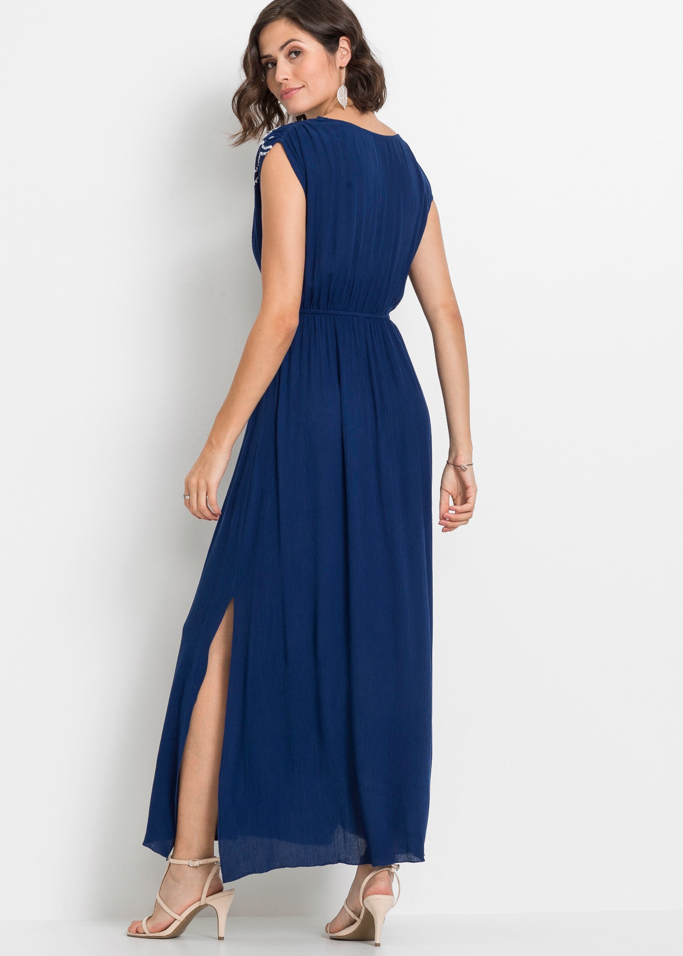 bonprix Maxikleid ärmelloses Design, mit Verzierung und Bindeband, Loose Fit