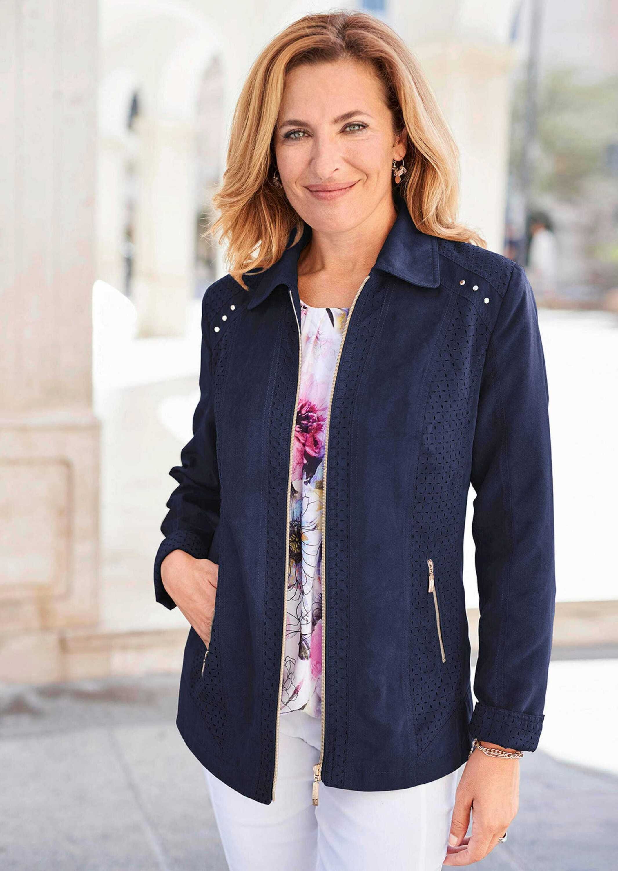 Thumbnail - GOLDNER Jackenblazer "Velourslederimitat-Blazer mit Perforierung" Attraktiv perforiert