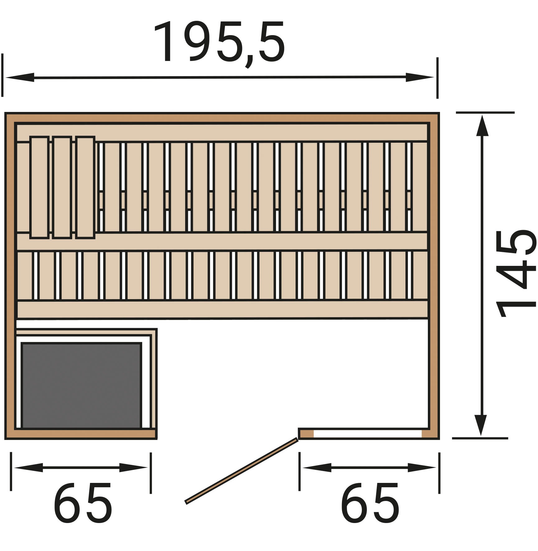 weka Sauna »Massivholzsauna BERGEN 1«, Blockbohlen, Fensterelement, moderne Ganzglastür
