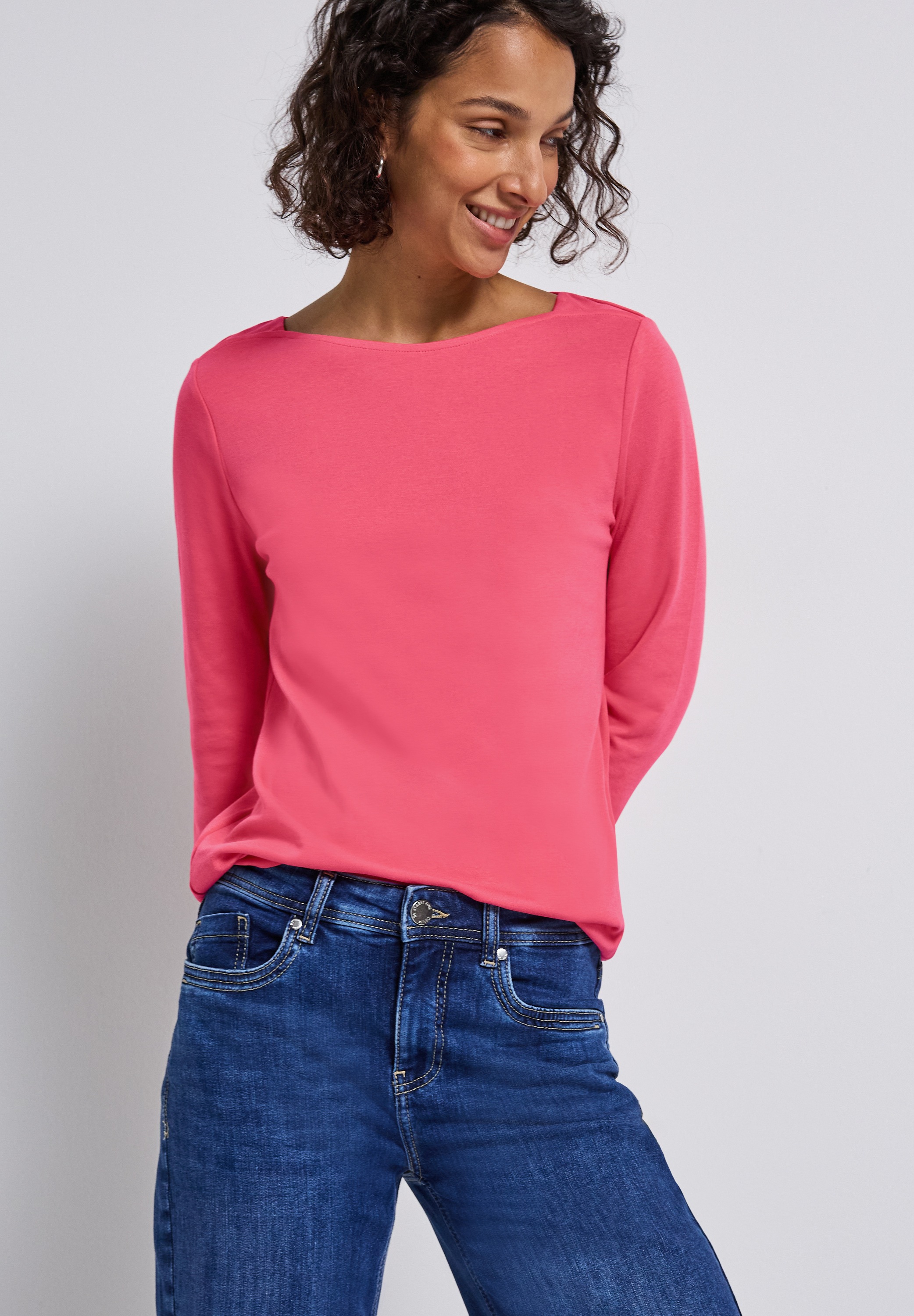 STREET ONE 3/4-Arm-Shirt, U-Boot-Ausschnitt und 3/4-Ärmel mit Bündchen günstig online kaufen