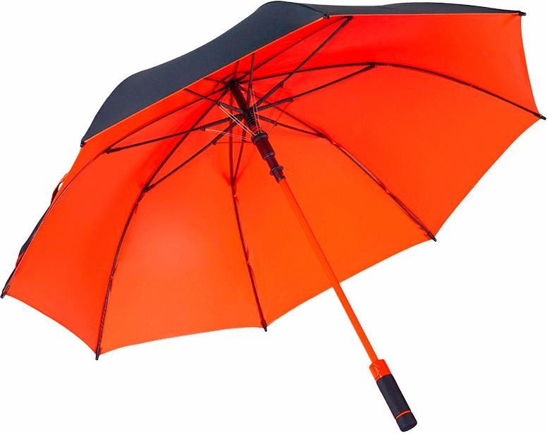 EuroSCHIRM® Stockregenschirm »birdiepal® seasons, schwarz/orange«, schwarz / orange, Automatik, Schultertragegurt, UV-Schutz 50+