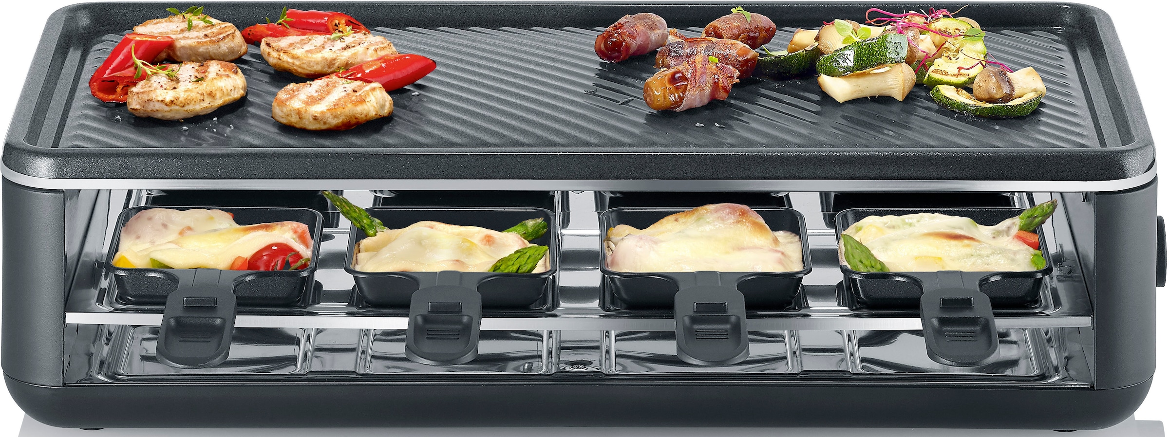 Severin Raclette "Black Line Lite RG 2365" 8 Stk. Raclettepfännchen 1.400 W günstig online kaufen
