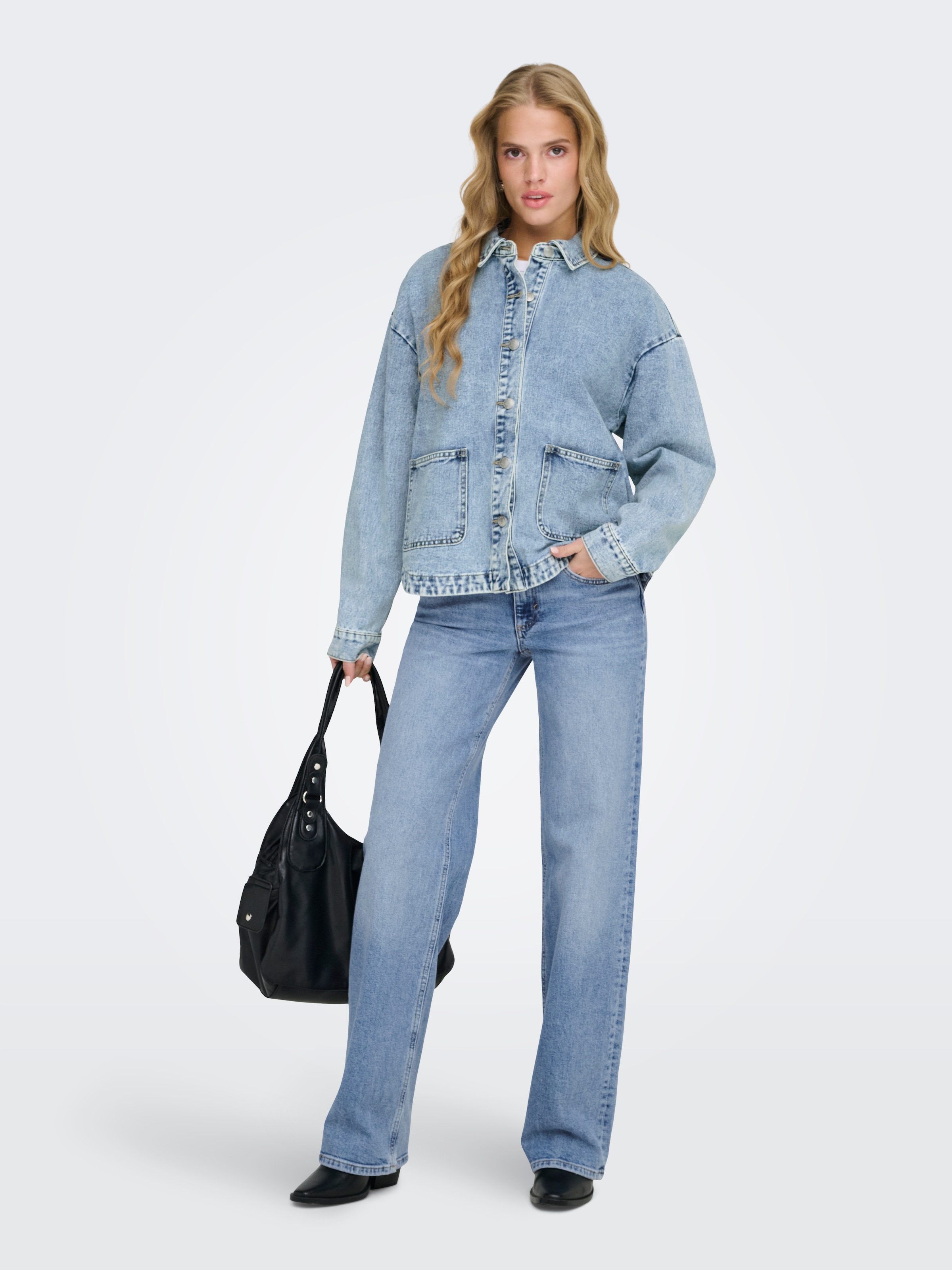 ONLY Jeansjacke »ONLLARA LS DNM SHACKET GUA NOOS« Baumwollmischung