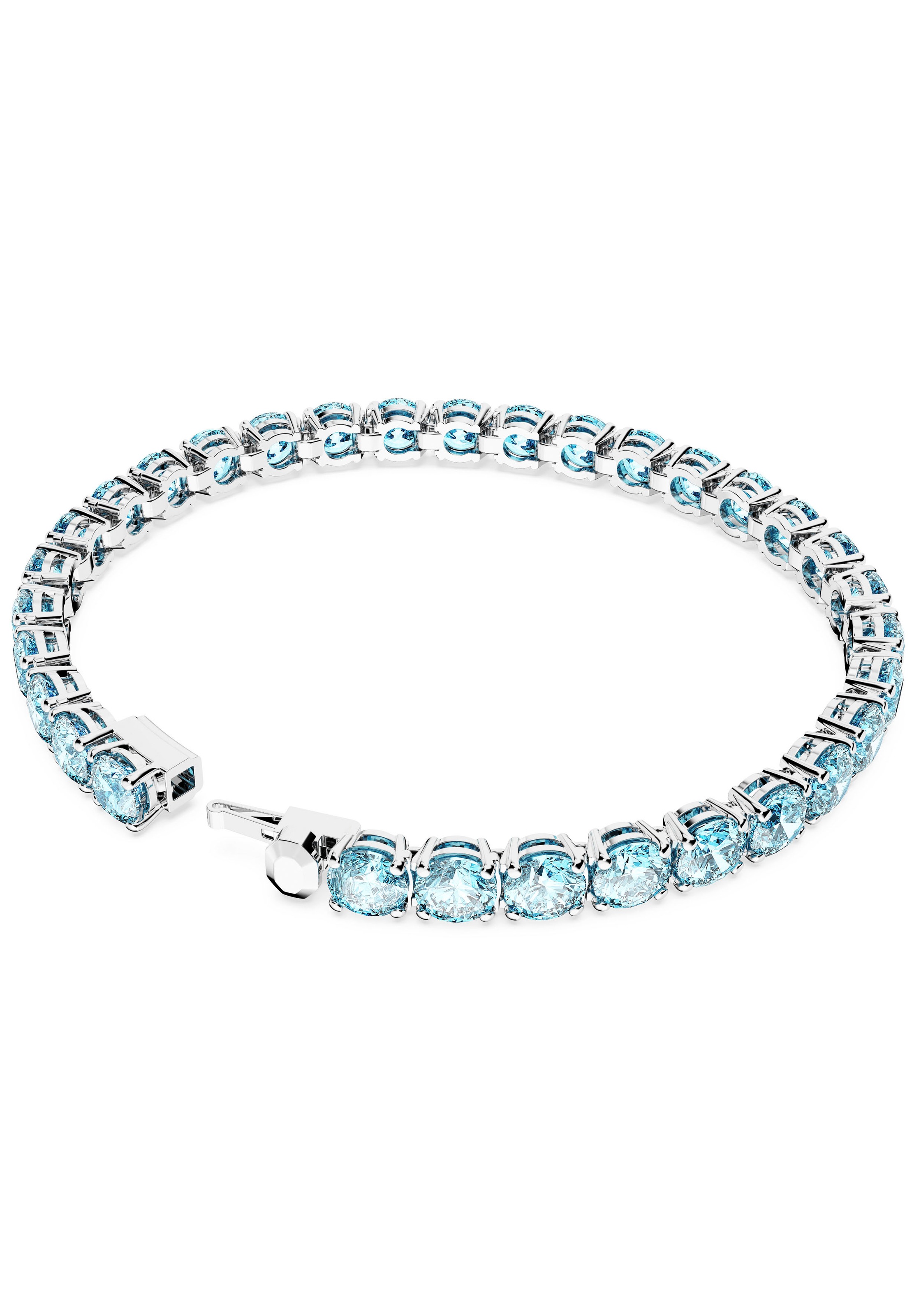 Armkette SWAROVSKI "Schmuck Geschenk Matrix Armband" Gr. M, blau (metallfarben, blau, aquamarine), Armbänder, Damen, M, Metall, Armkette, mit Swarovski Kristall 7
