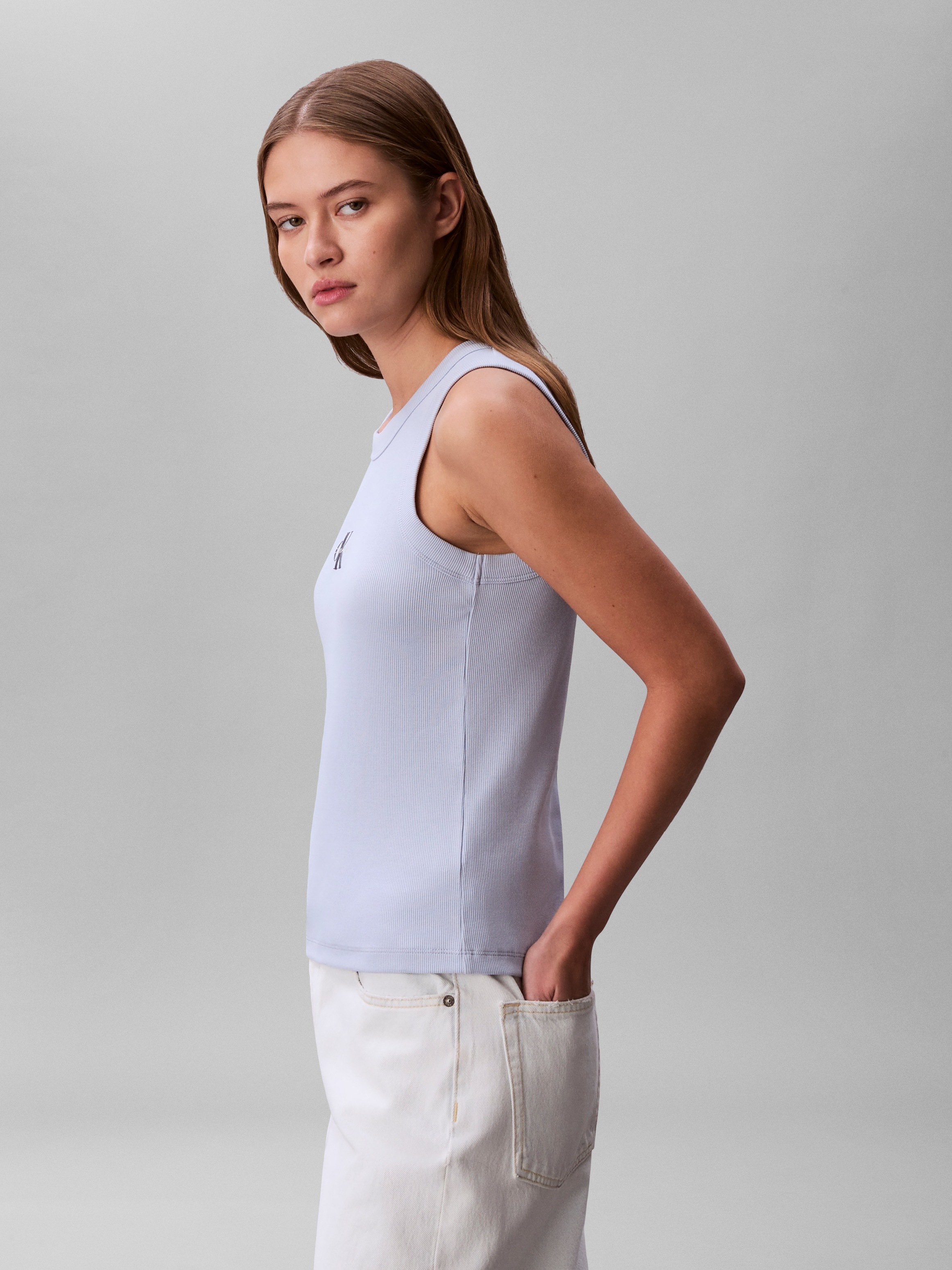 Thumbnail - Calvin Klein Jeans Tanktop "MONOGRAM RIB TANK" Figurbetonte Passform mit Rundhalsausschnitt
