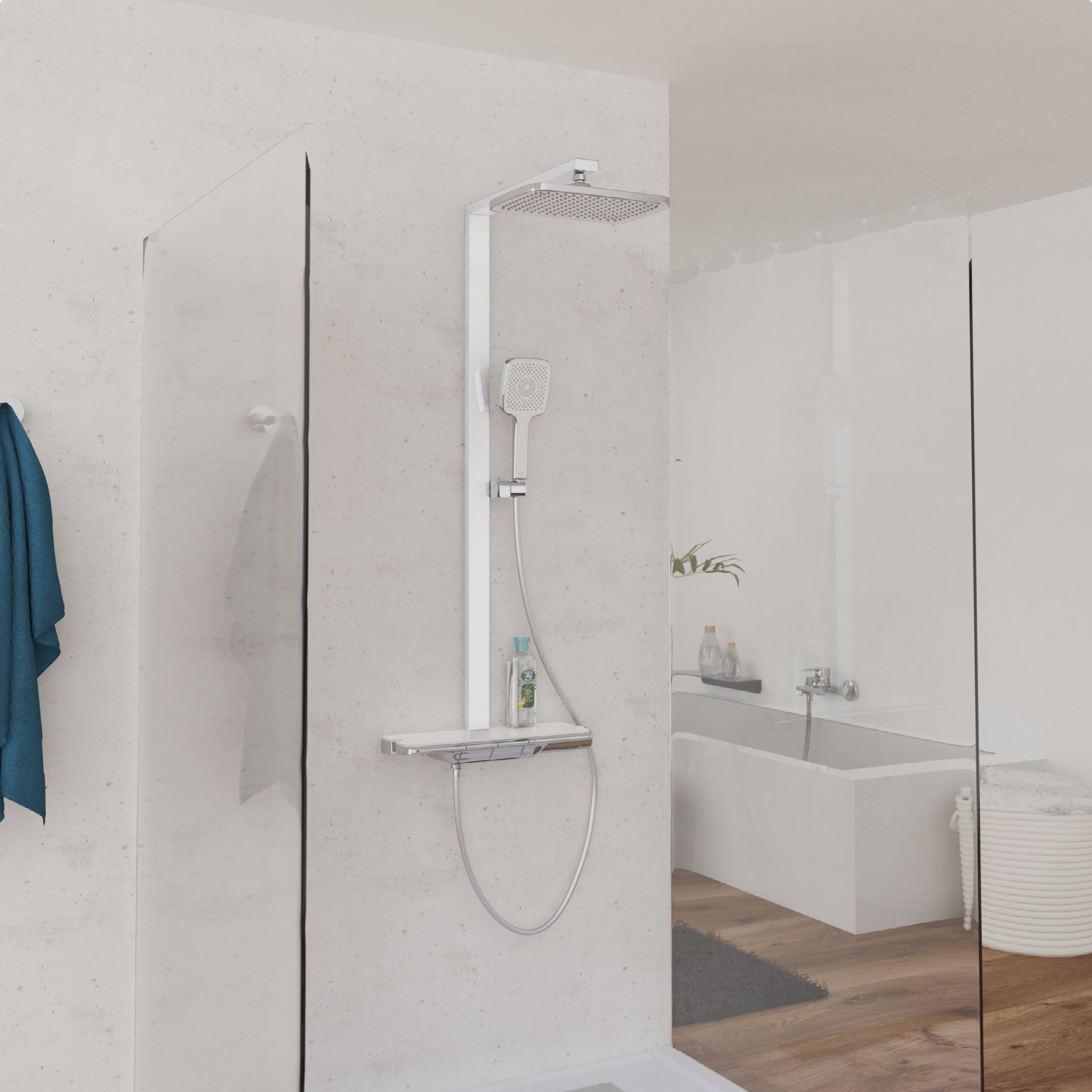 Schütte Duschsystem »HAWAII Überkopfbrause-Set« Komplett-Set, Inkl. Montagematerial und Dichtungen,  mit Thermostatarmatur, Glasablage, Brausehalter