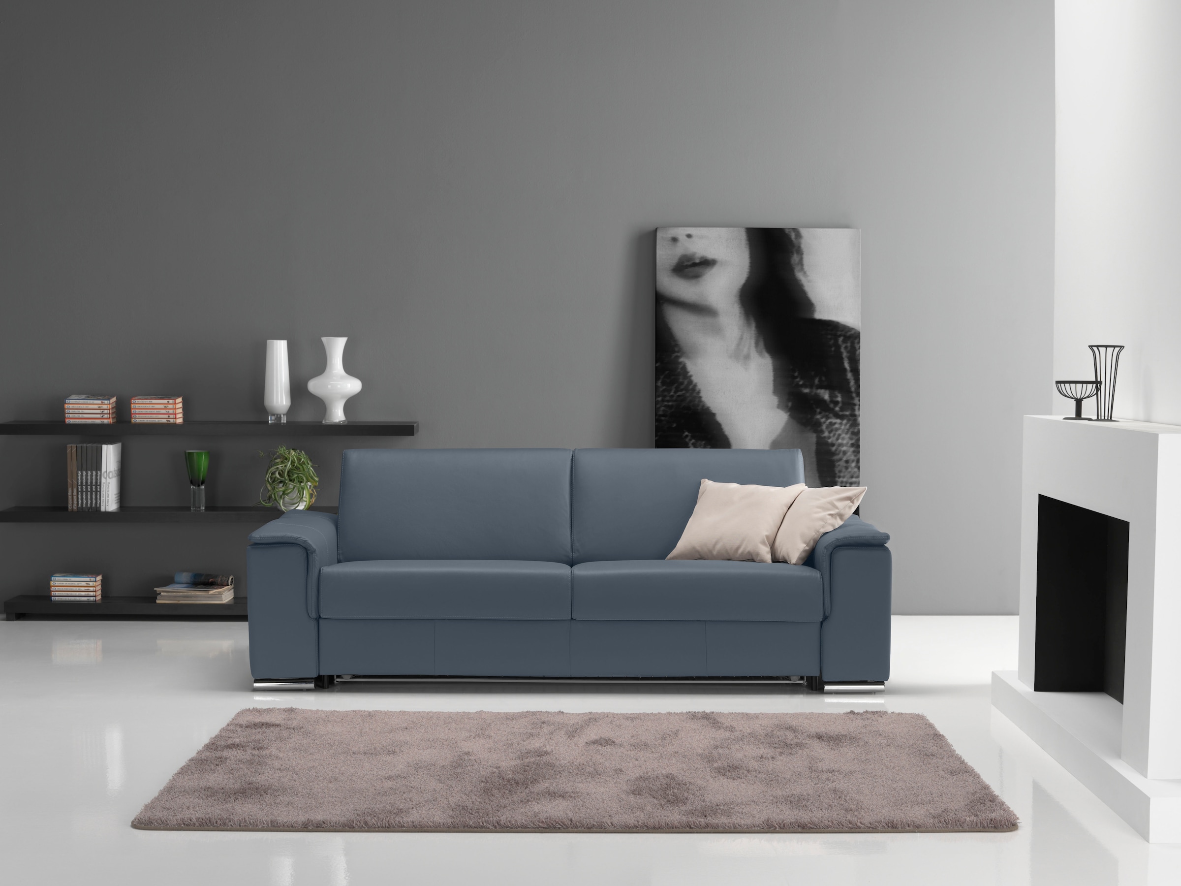 Egoitaliano 2,5-Sitzer "Cecilia, modern & elegant, erstklassiger Sitzkomfort, Breite 234cm" mit verchromten Metallfüßen