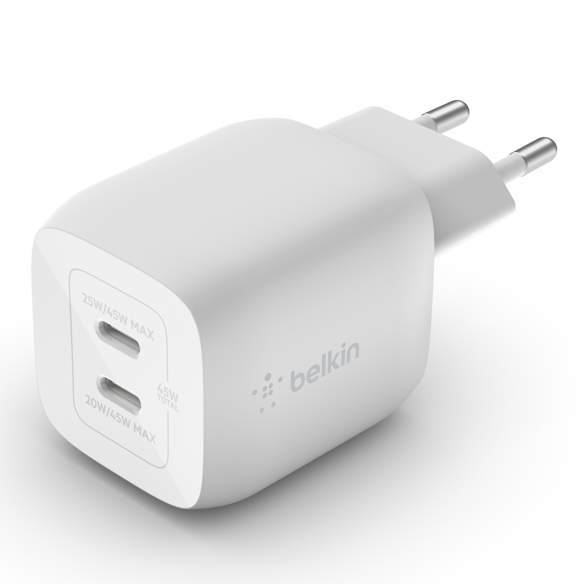 Belkin USB-Ladegerät »BoostCharge Pro 45 Watt Dual USB-C GaN Charger«, Ladegerät mit 2x USB-C Anschlüssen (Laptops, Tablets, Smartphones)