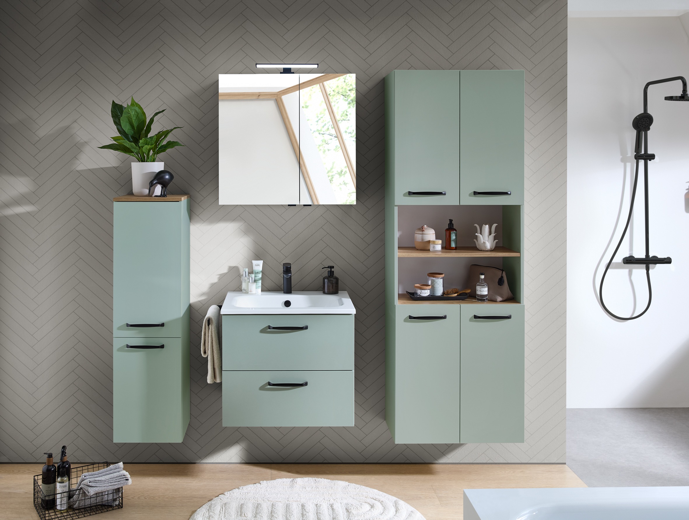 Saphir Hochschrank "Quickset 500, Badschrank 61,6 cm breit, 4 Türen" günstig online kaufen