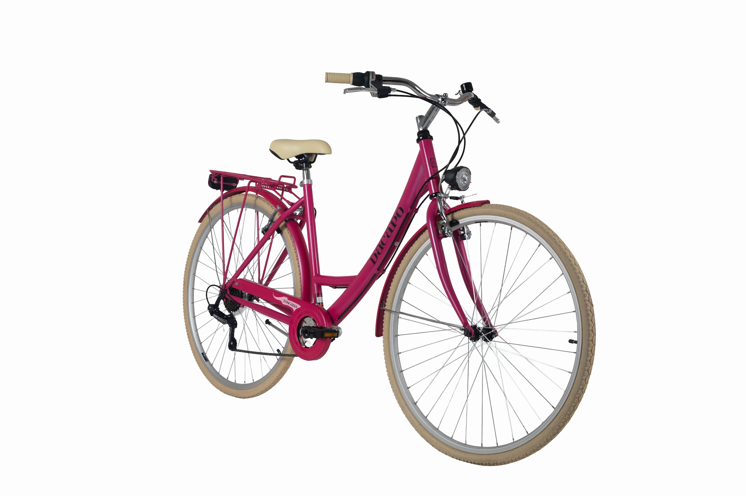 Dacapo Cityrad »DaCapo Damenrad 28'' Toscana Rosa 6 Gänge RH 48 cm« 6 Gang Shimano Tourney Schaltwerk Kettenschaltung