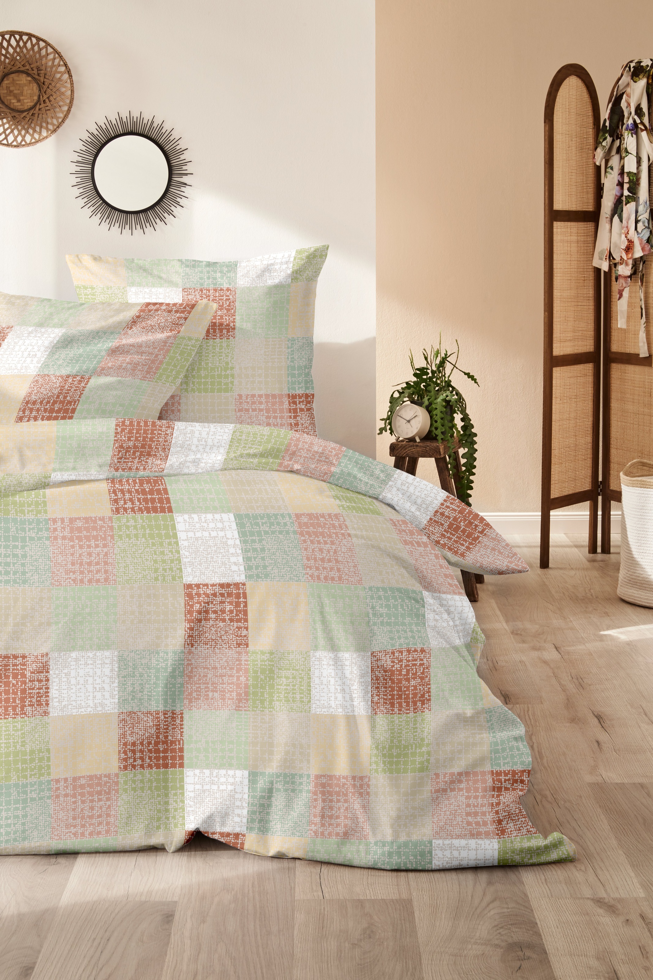 Primera Bettwäsche "Biber-Bettwäsche Pixelgrid" 2 Stk. tlg. mit klassischer günstig online kaufen