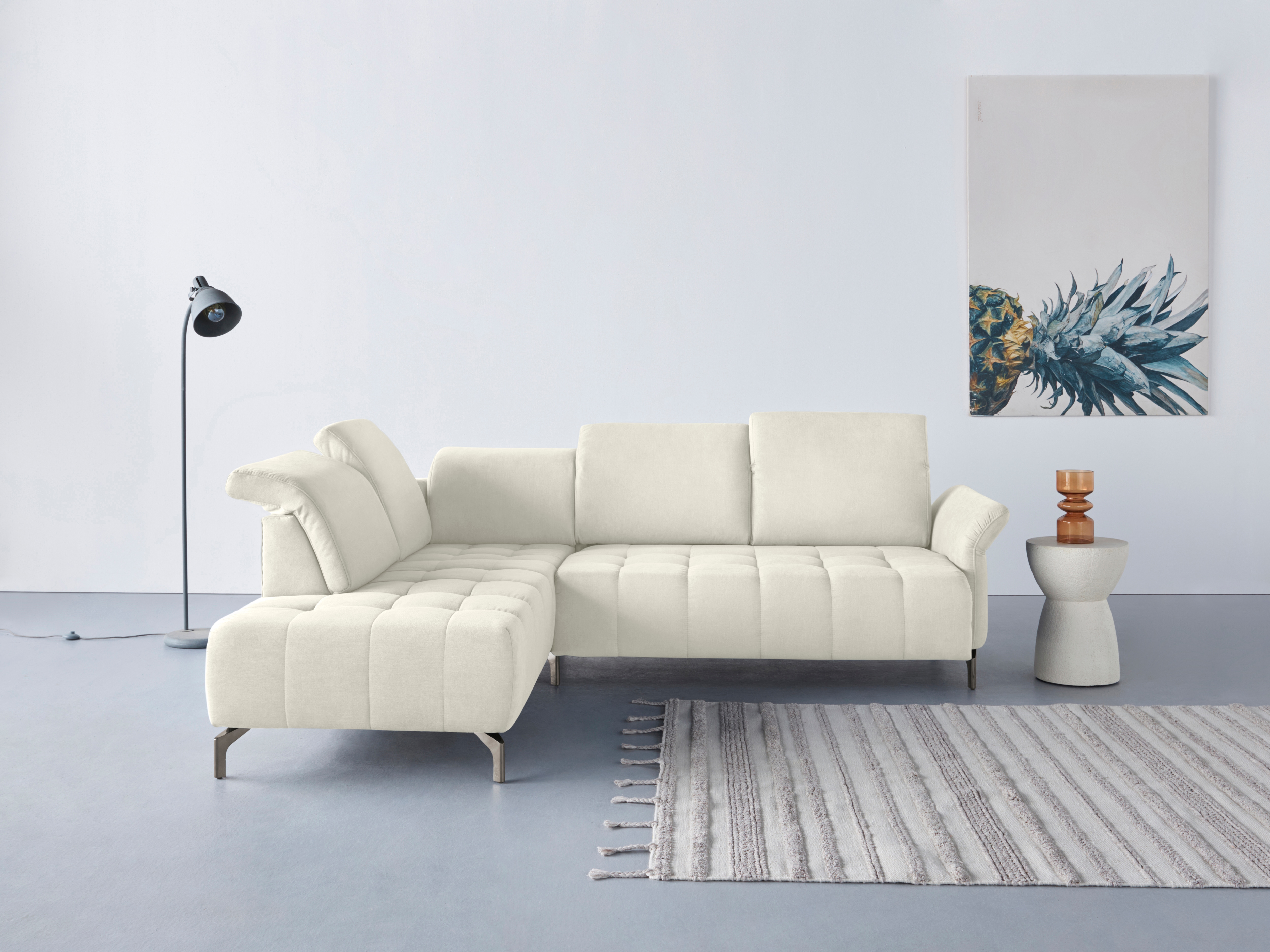 OTTO home Ecksofa "Fresh L-Form" Federkern, wahlweise Kopfteilverstellung und motorischer Vorziehsitz