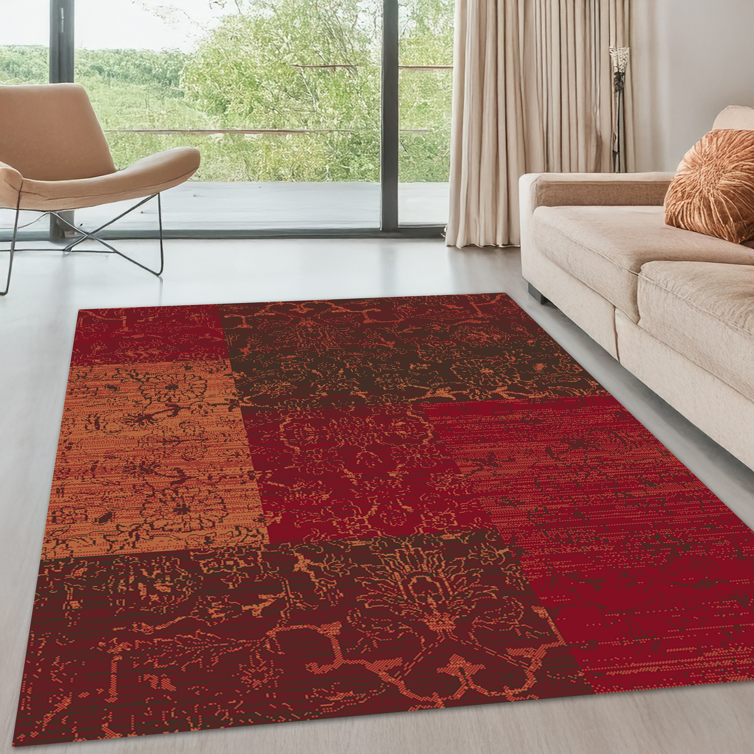 Teppich OTTO HOME "Bennet" Gr. 7, orange (terra), B:240cm H:7mm L:330cm, Kunstfaser, Teppiche, Teppich, Vintage Design, flach, Kurzflor, weich, pflegeleicht, elegant