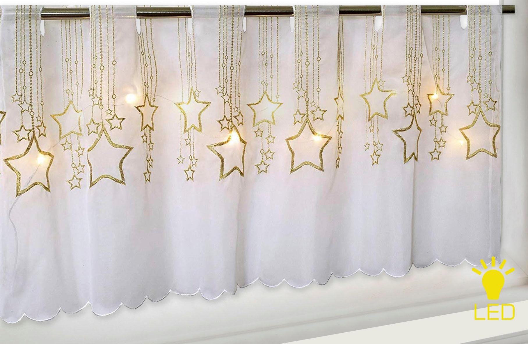 Delindo Lifestyle Scheibengardine "STERNENREGEN" Stangendurchzug 1 Stk. tlg günstig online kaufen