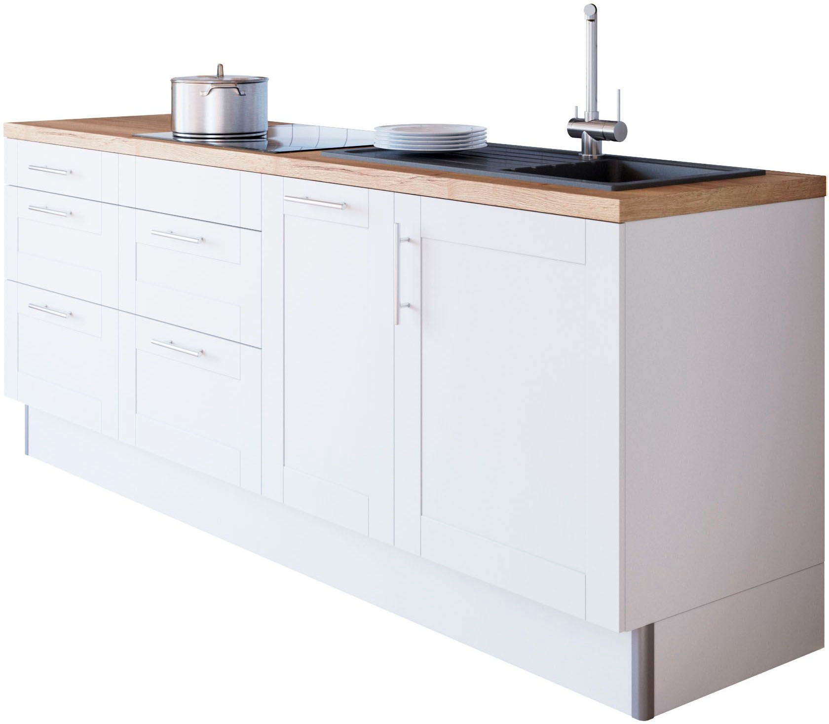 KOCHSTATION Küche »KS-Ahus«, Breite 225 cm, wahlw. Mit E-Geräten, Soft Close Funktion, MDF Fronten