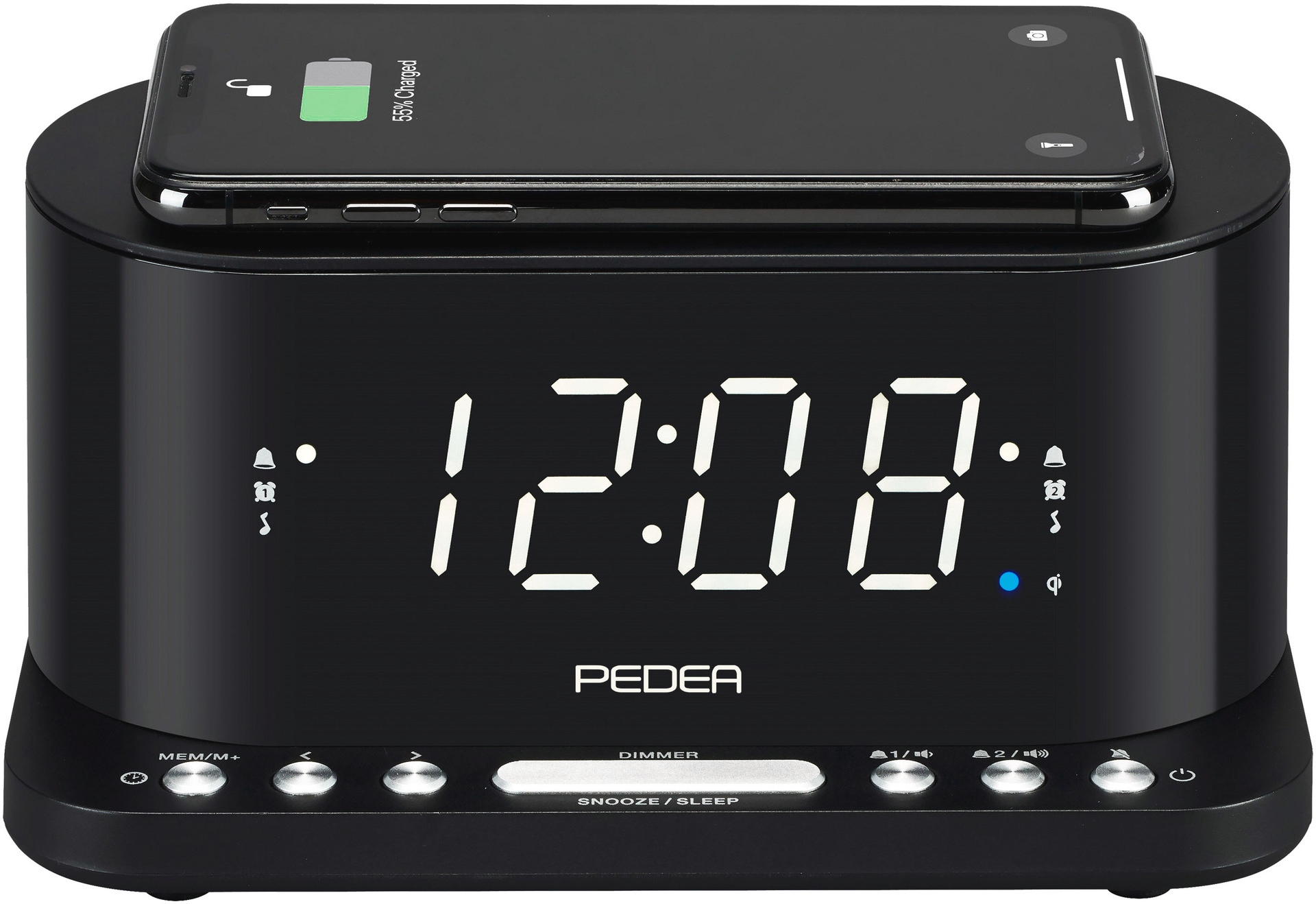 PEDEA Uhrenradio »FM Radiowecker mit induktiver QI-Ladefunktion«, (FM-Tuner)