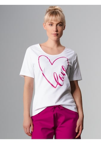 Pyjamaoberteil »TRIGEMA T-Shirt mit großem Herz-Motiv«, (1 tlg.)