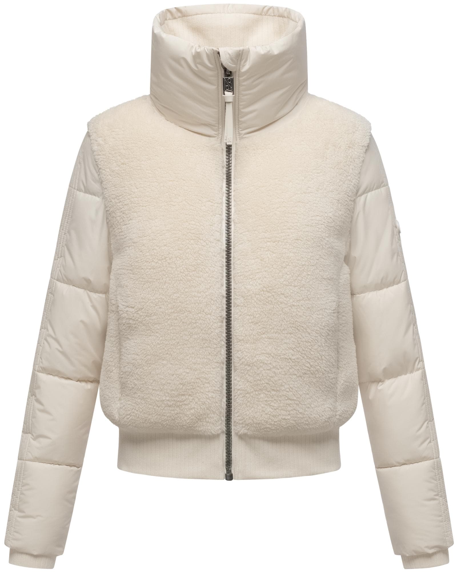 Navahoo Plüschjacke "Teddyzone 14" ohne Kapuze Teddy-Fleece Jacke mit hohem Kragen