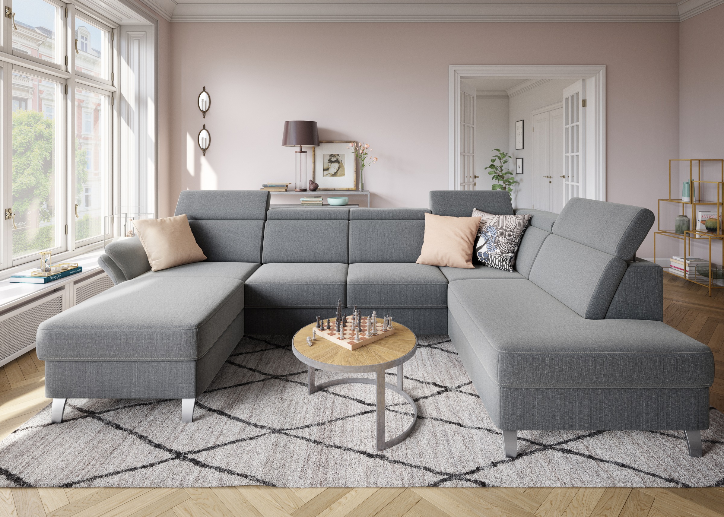 sit&more "Vincenzo U-Form" inklusive Kopfteilverstellung, wahlweise mit Bet günstig online kaufen