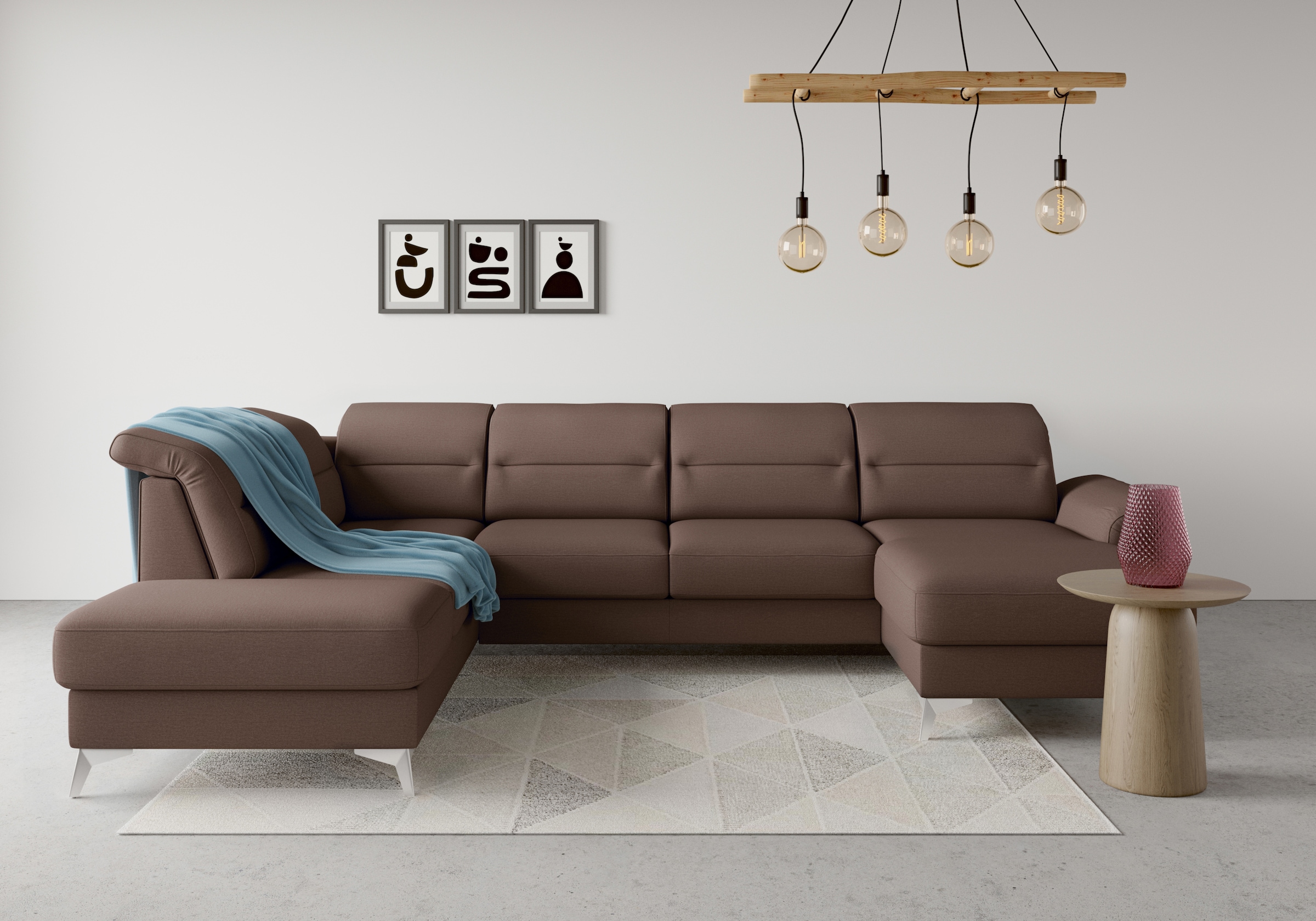 Wohnlandschaft SIT & MORE "Sinatra U-Form", braun (espresso), B:326cm H:85cm T:220cm, 98% Polyester, 2% Polyamid, Sofas, Wohnlandschaft, optional mit Kopfteilverstellung und Armteilfunktion etc. 10