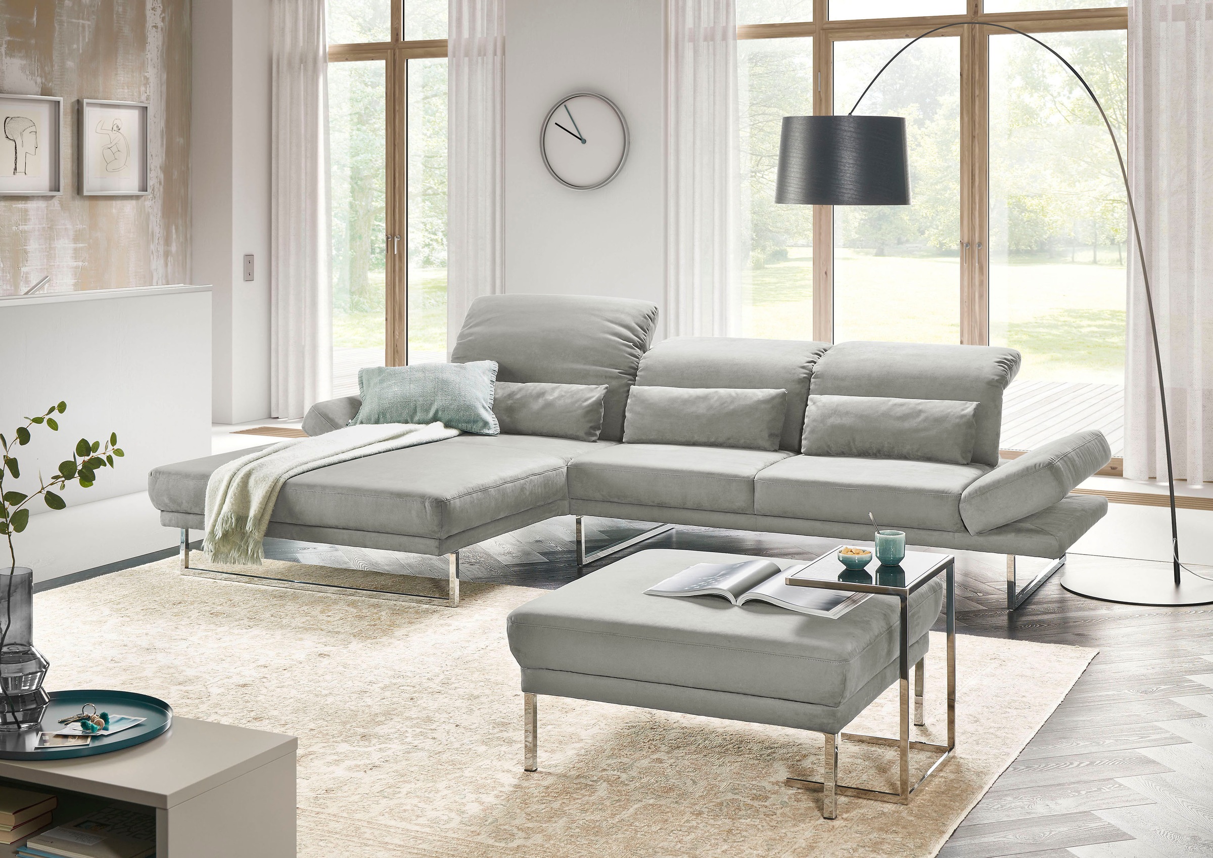 3C Candy Ecksofa »Mallow Designsofa mit Komfortfunktionen, modern und bequem, L-Form«, Verstellbare Armlehne und Kopfteil, manuelle Sitztiefenverstellung