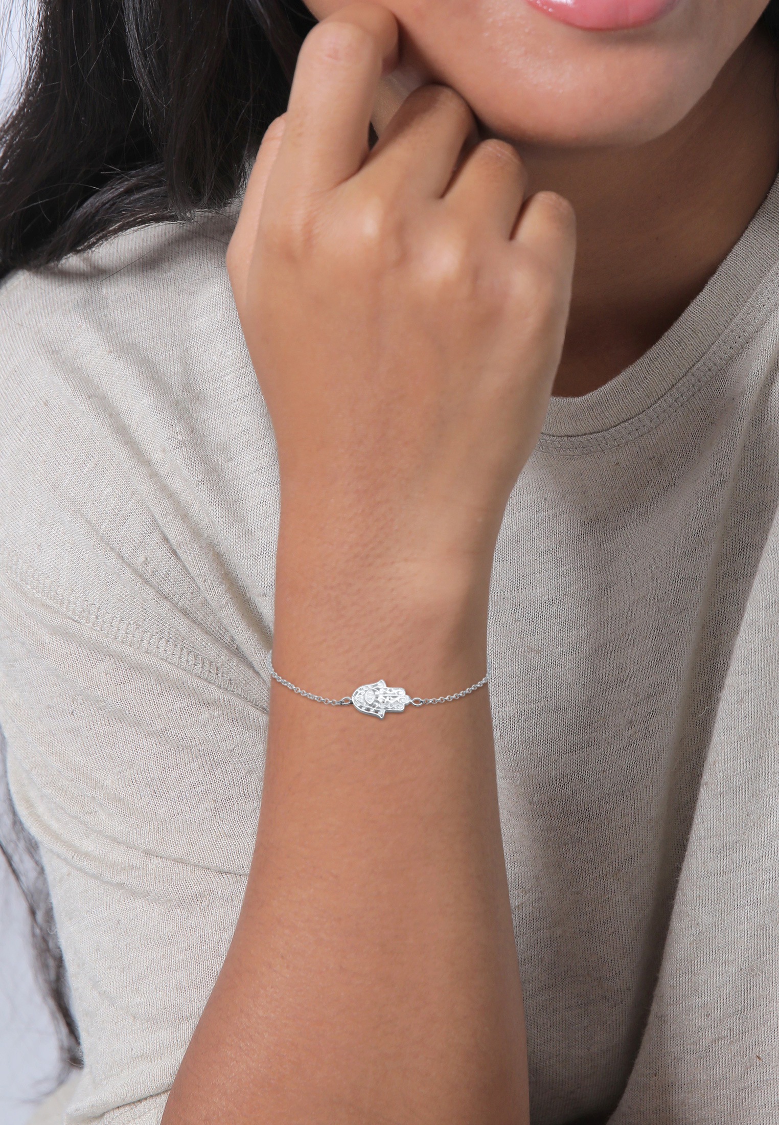 Nenalina Armband »Hamsa Hand Symbol Ornament Anhänger 925 Silber«