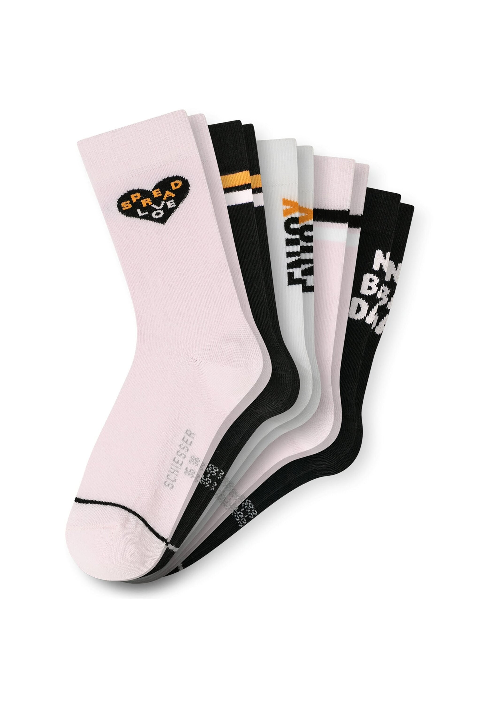 SCHIESSER Kinder Kurzsocken "Socken Legwear Teens 5er Pack", Gr. 35rosa, schwarz, weiß, Obermaterial: 75% Baumwolle CO. 24% Polyamid PA. 1% Elasthan