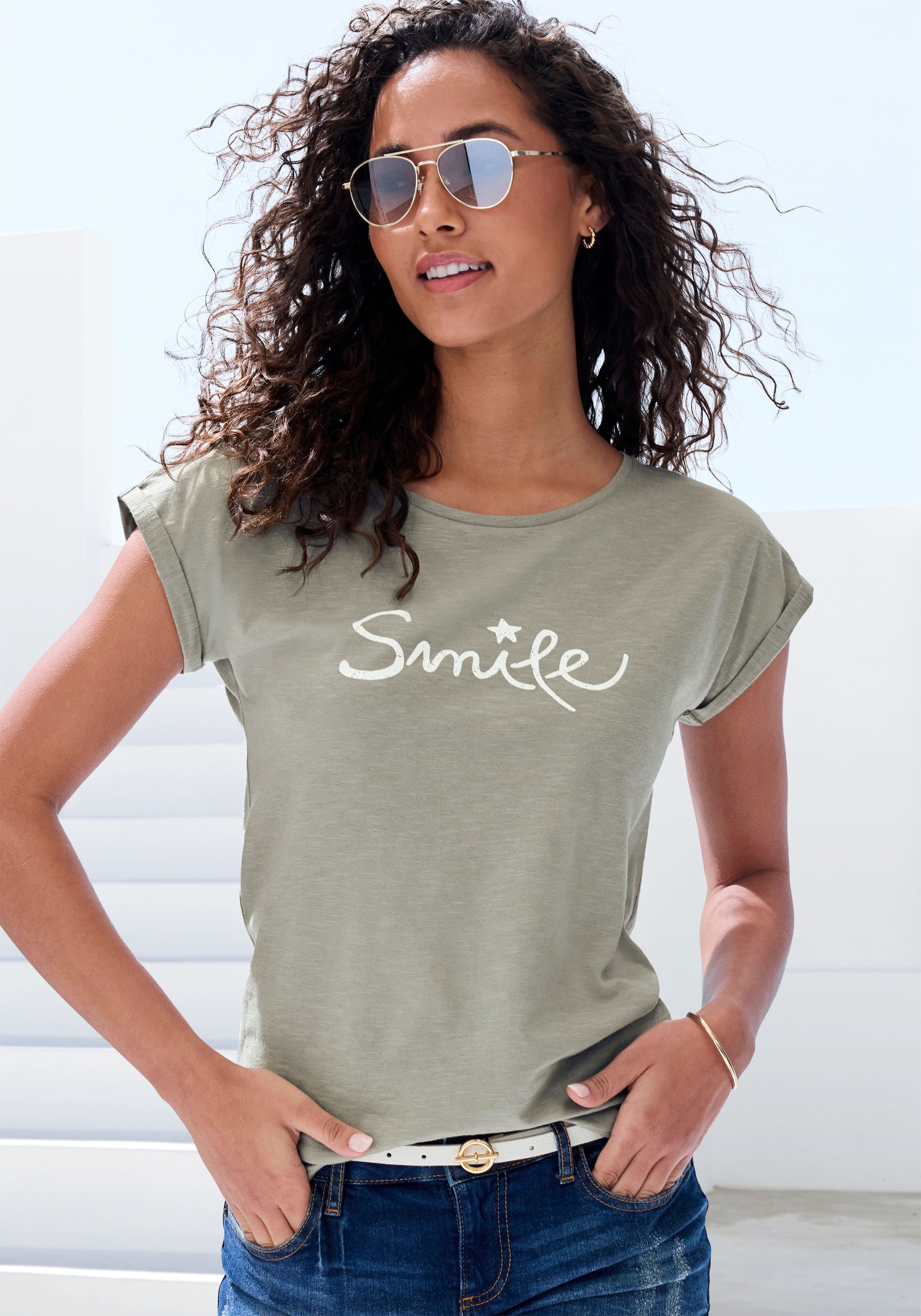 Beachtime T-Shirt "mit Frontdruck "Smile"", aus weicher Baumwoll-Qualität günstig online kaufen