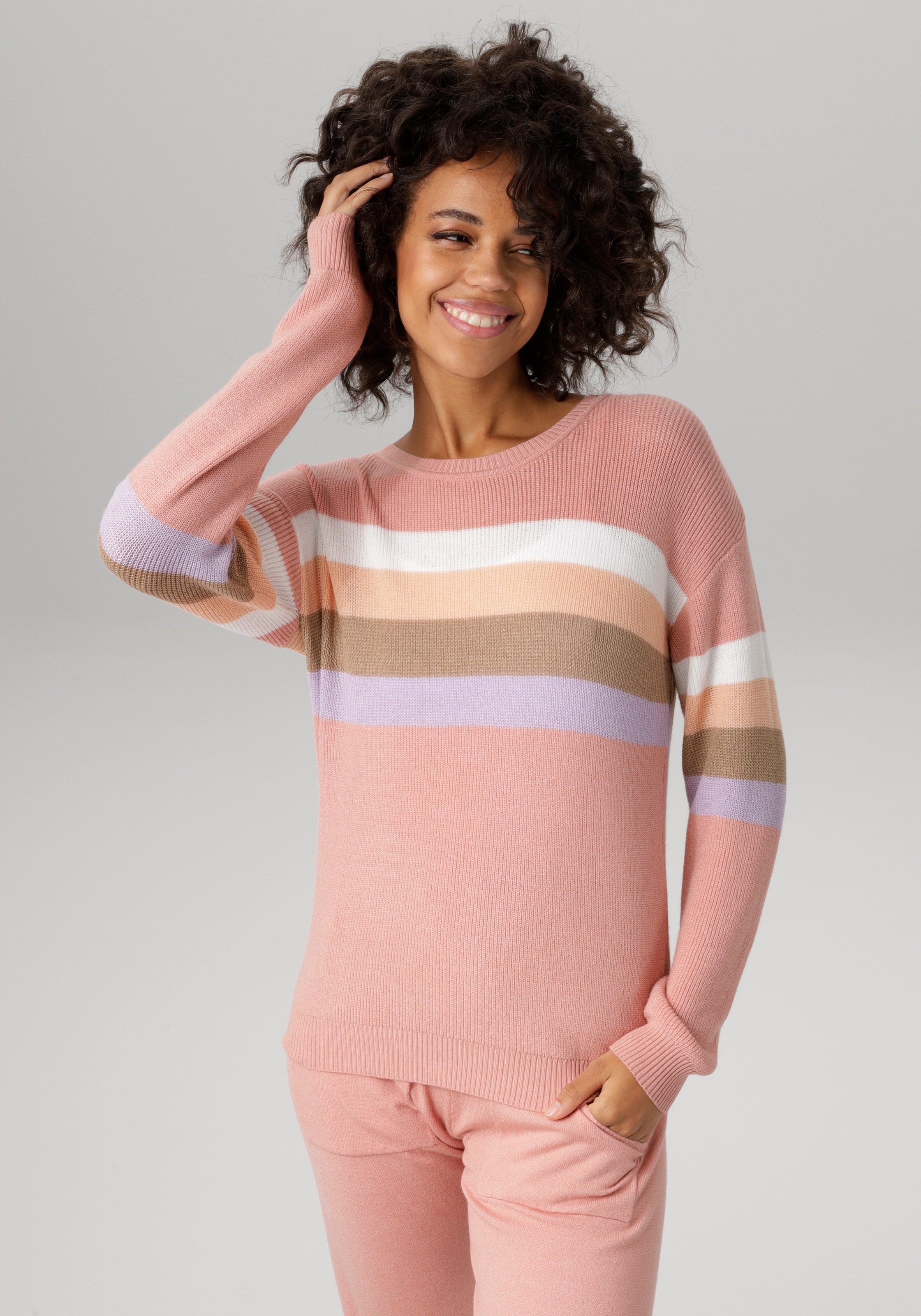 Aniston CASUAL Strickpullover mit farbharmonischen Streifen