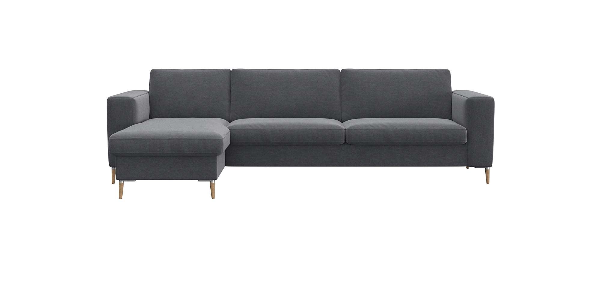 FLEXLUX Ecksofa "Fiore, Sitzaufbau mit hochwertigem Kaltschaum für mehr Sitzkomfort" breite Armlehnen, L-Form, Füße Alu+ Eiche