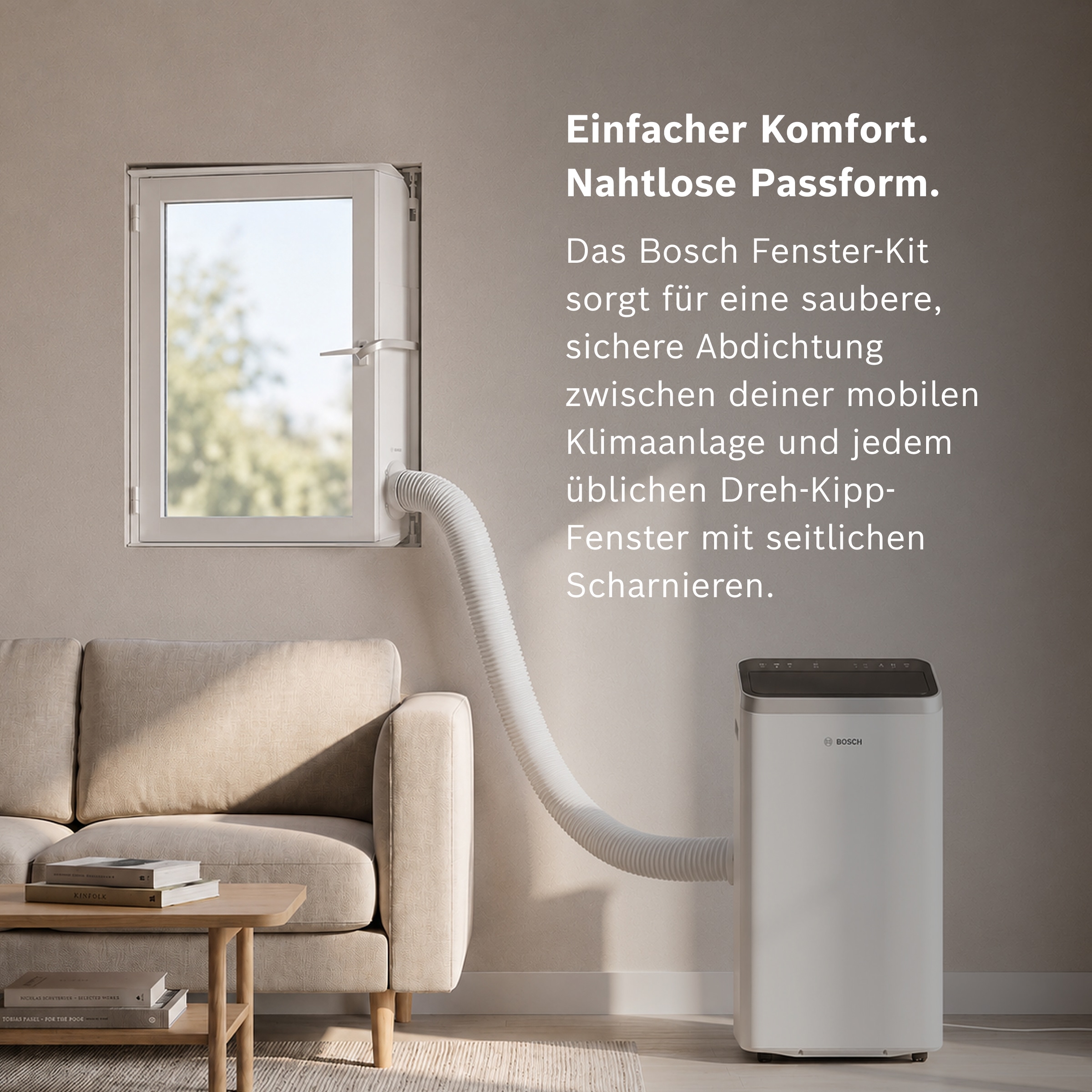 BOSCH Fenster-Set Erweiterung »Window Kit« Abdichtung zwischen Klimaanlage und Kipp-Fenster mit seitl. Scharnier