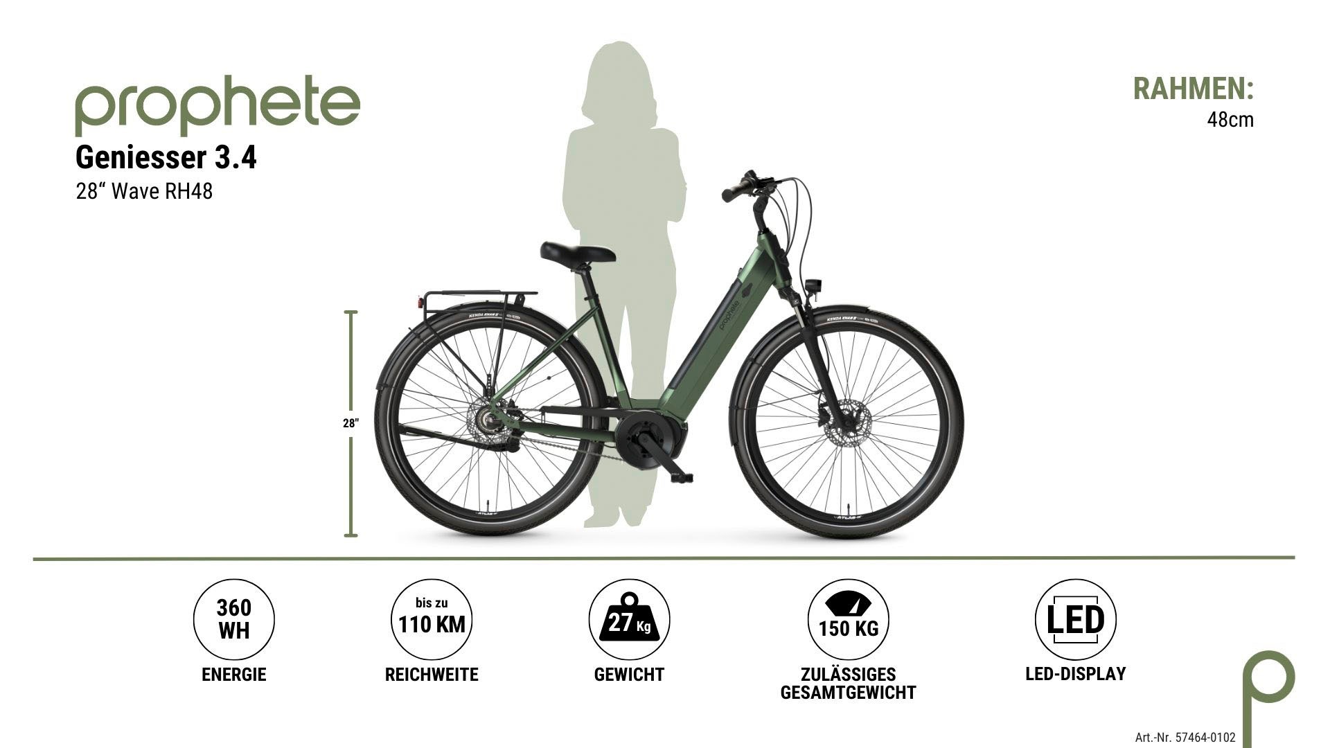 Prophete E-Bike »Geniesser 3.4«, 3 Gang, Shimano, Mittelmotor 250 W, Pedelec, Elektrofahrrad für Damen u. Herren