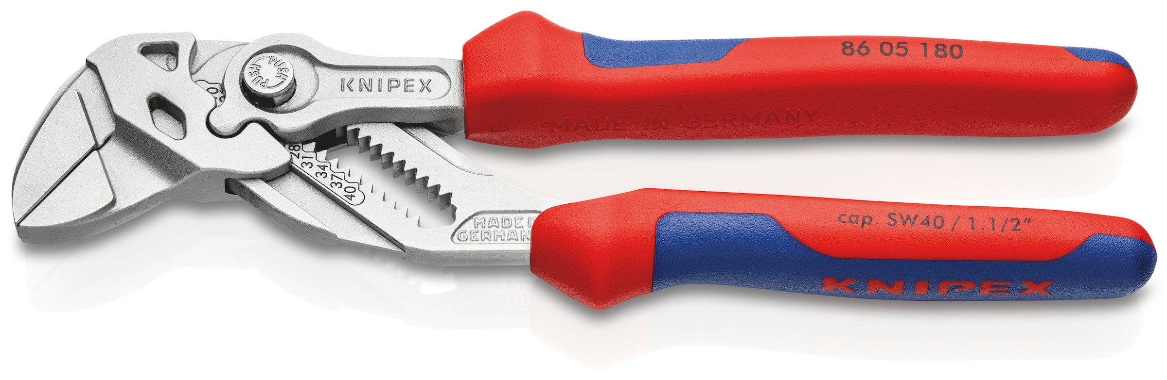 Knipex Zangenschlüssel "86 05 180 Zange und Schraubenschlüssel in einem Werkzeug", (1 tlg.), verchromt, mit Mehrkomponen