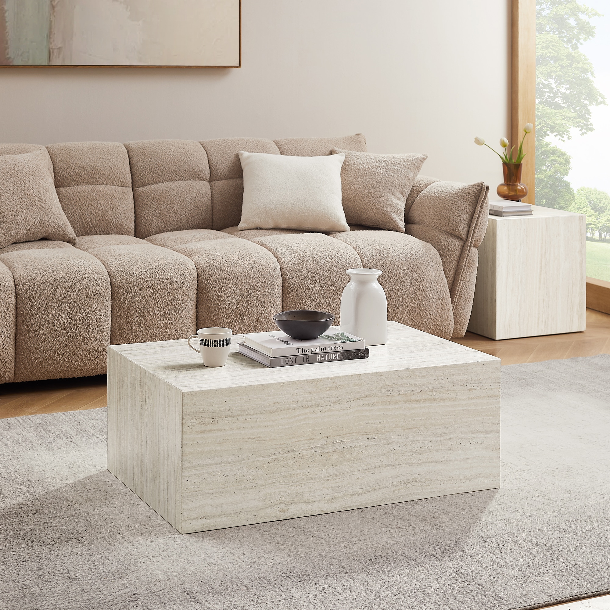 SalesFever Couchtisch »Almeria Beistelltisch B/T 90/60 cm«, rechteckig 90x60 cm, in Marmoroptik foliert