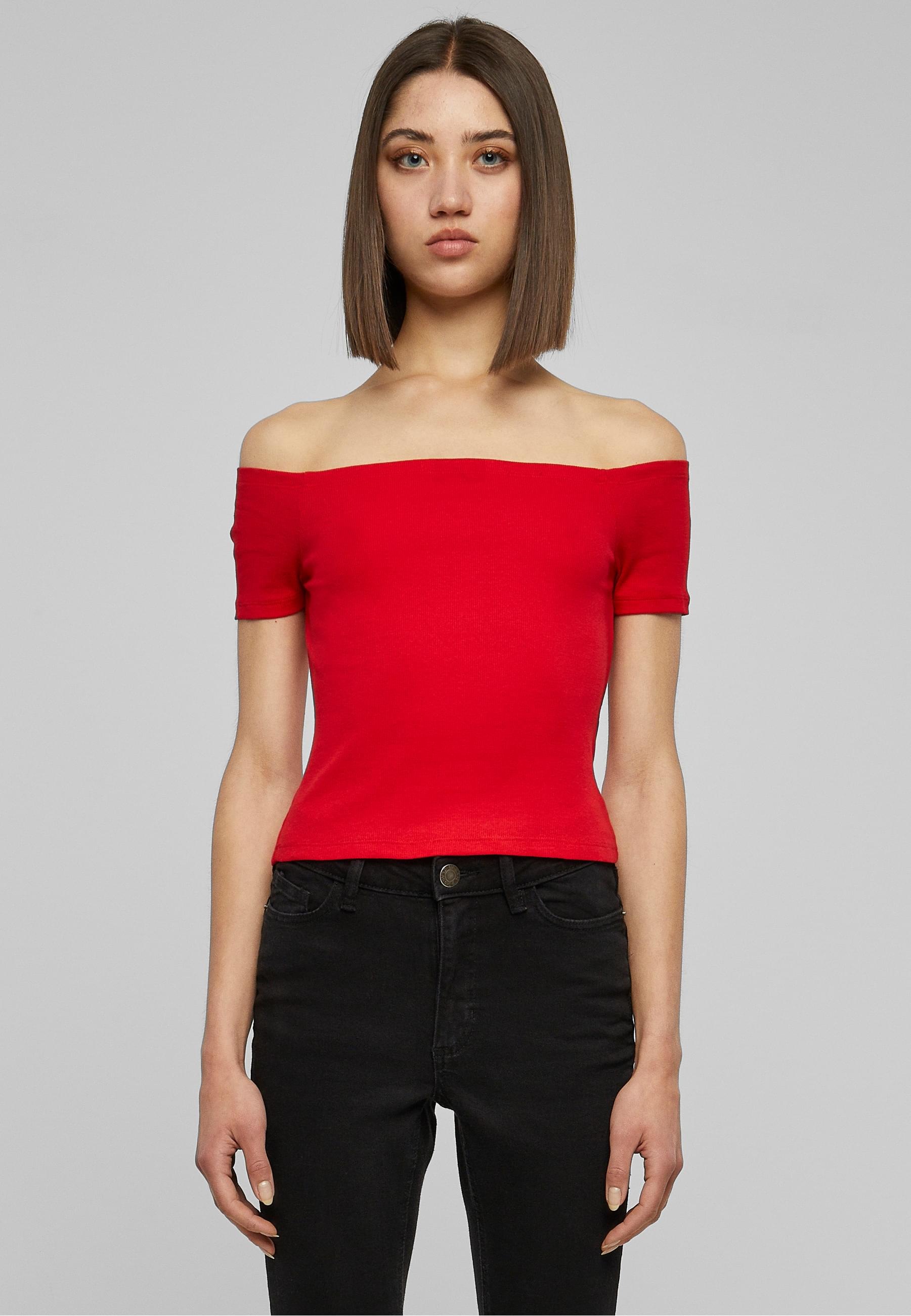 URBAN CLASSICS T-Shirt »Urban Classics Damen Ladies Off Shoulder Rib Tee«