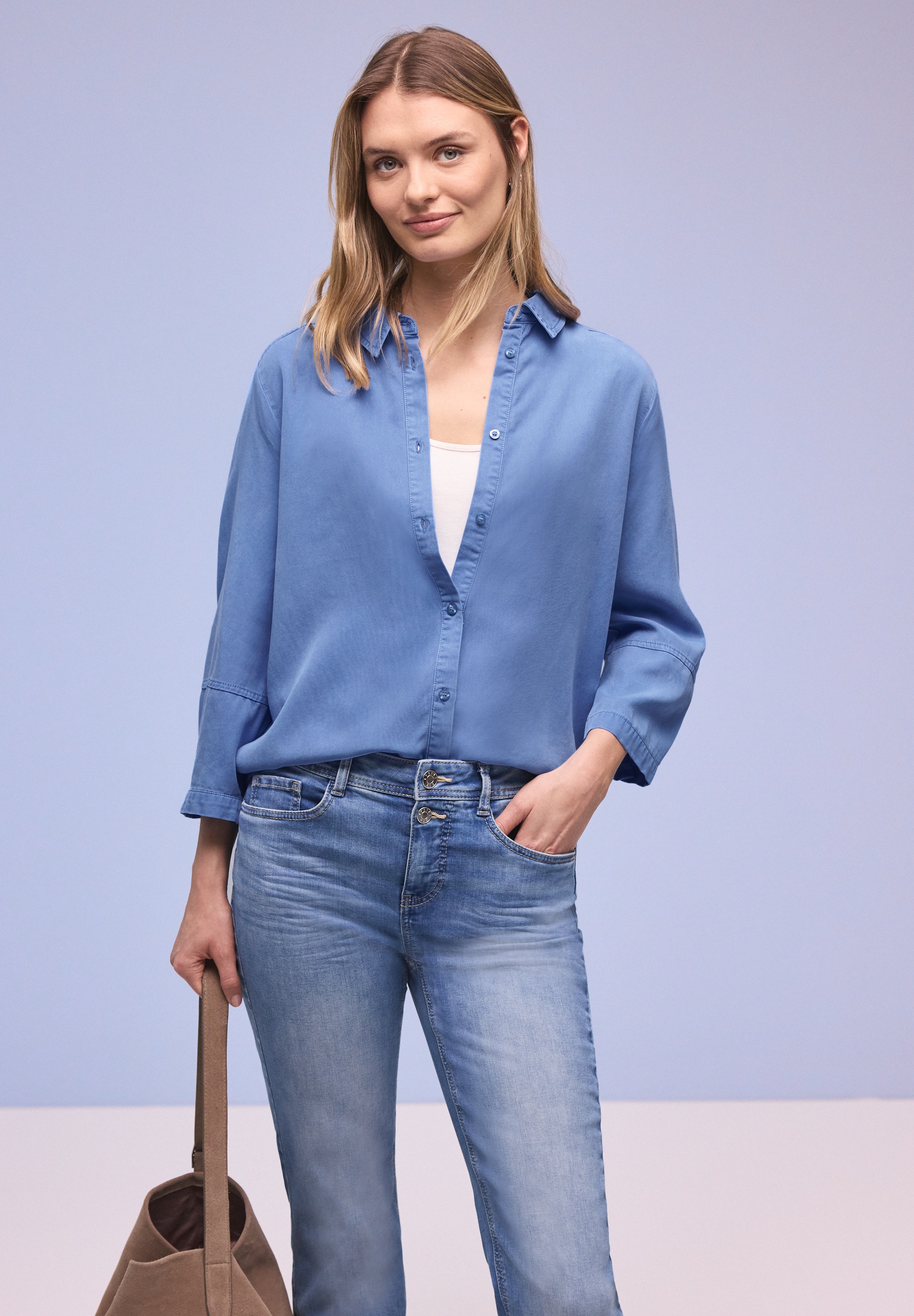 STREET ONE Hemdbluse im Washed-Look, 3/4-Arm günstig online kaufen