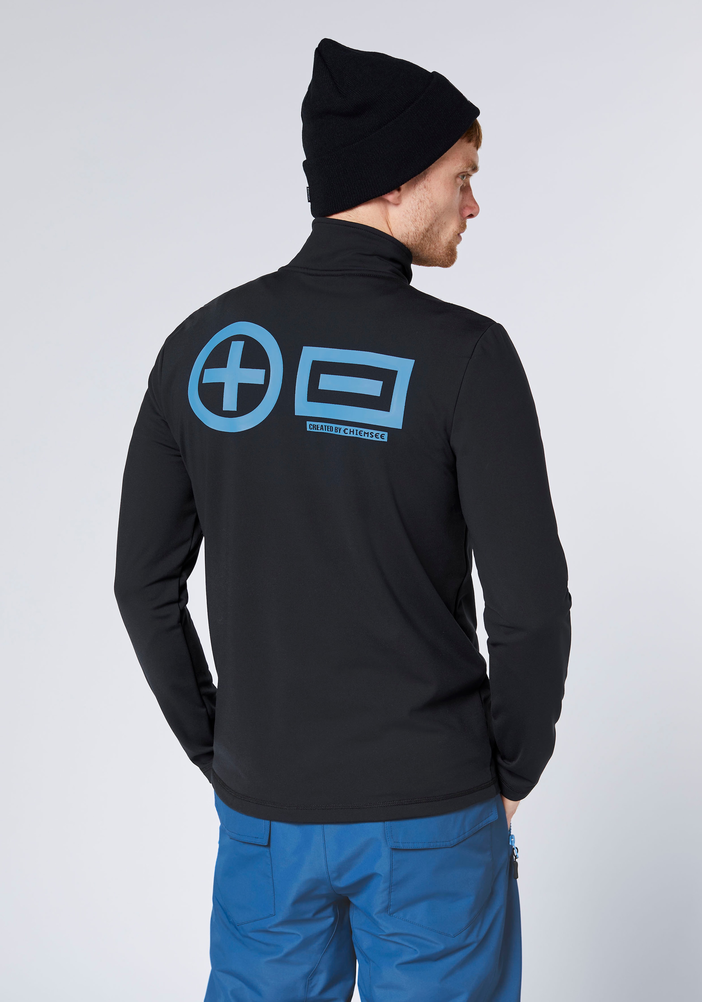 Chiemsee Strickfleece-Pullover aus Strickfleece, hochschließender Kragen, sportlicher Logodruck