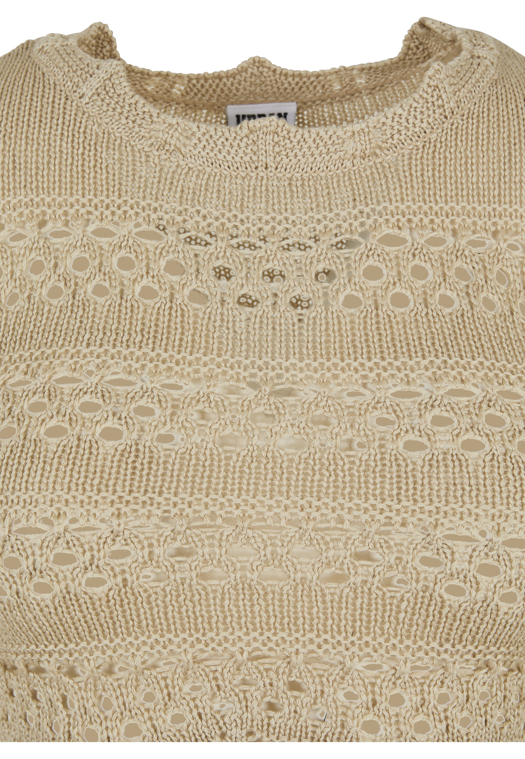 URBAN CLASSICS Rundhalspullover »Urban Classics Damen Ladies Cropped Crochet Knit Sweater« 1 Stk.
