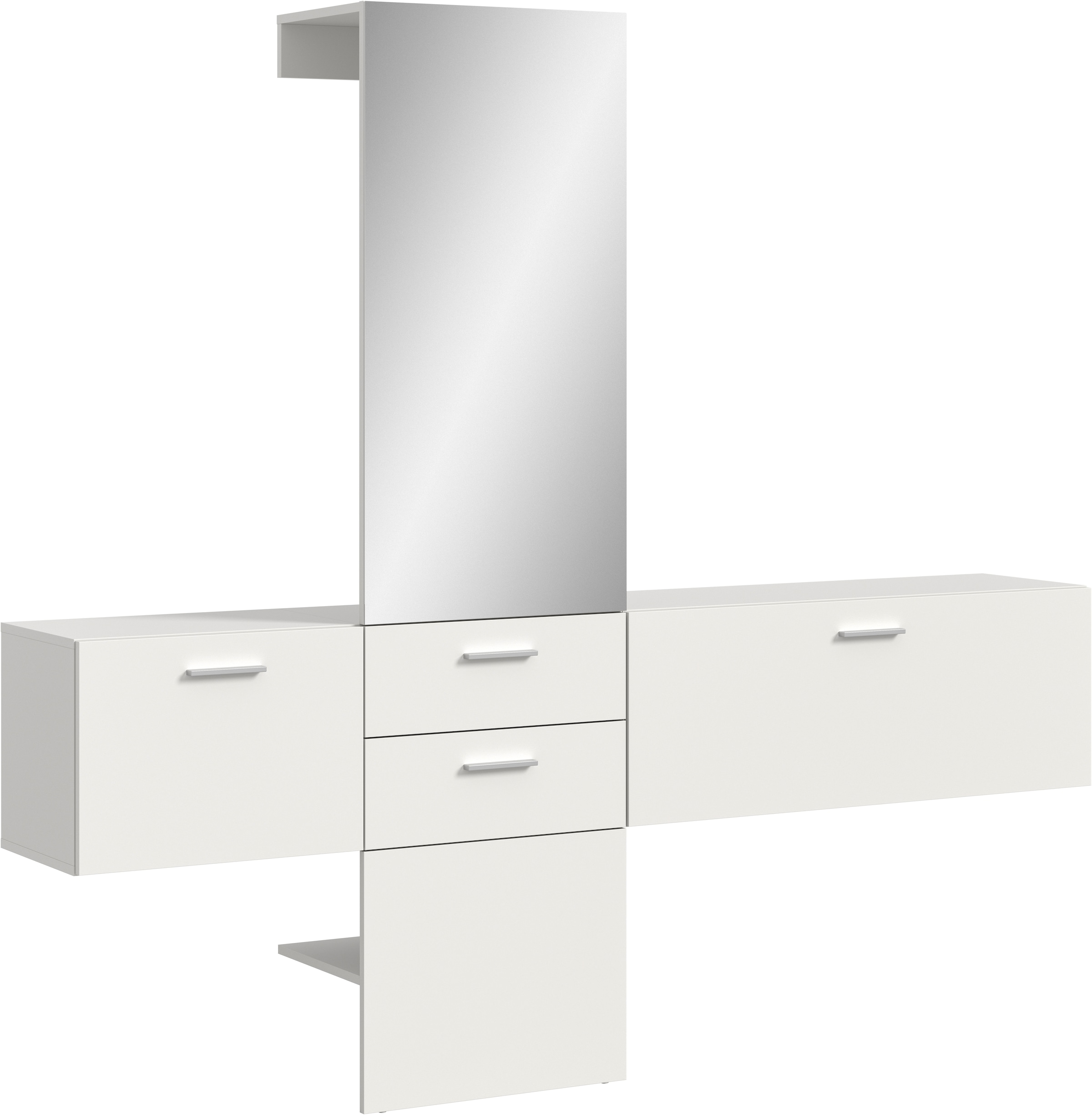 INOSIGN Garderoben-Set, (Set, 3 St.), Lumo, Garderobenset Breite 208 cm, Spiegel, 2 Schubladen, Flur, Diele
