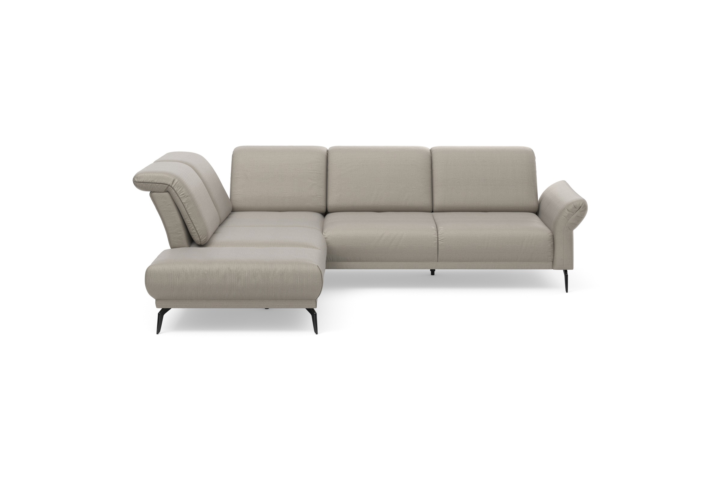 INOSIGN Ecksofa »Coco L-Form«, Sitztiefen-, Arm- und Kopfteilverstellung, Cord-Bezug, Fußhöhe 15 cm