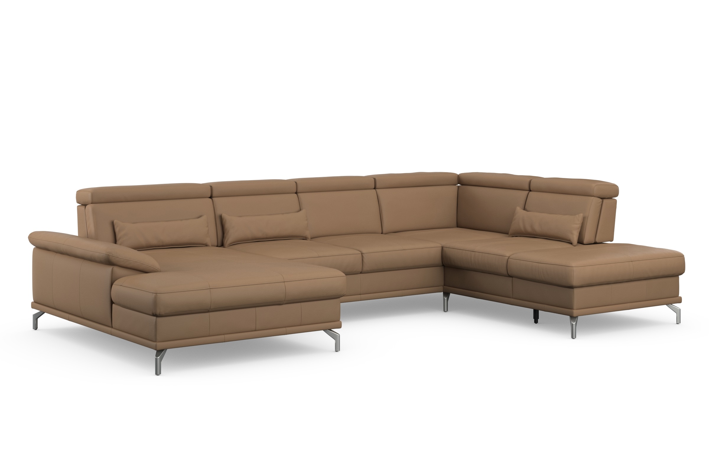 sit&more Wohnlandschaft »Cabrio U-Form, B: 359 cm, mit Sitztiefen-, Arm- & Kopfteilverstellung«, 3 Nierenkissen, Federkern, optional Bettfunktion und Stauraum