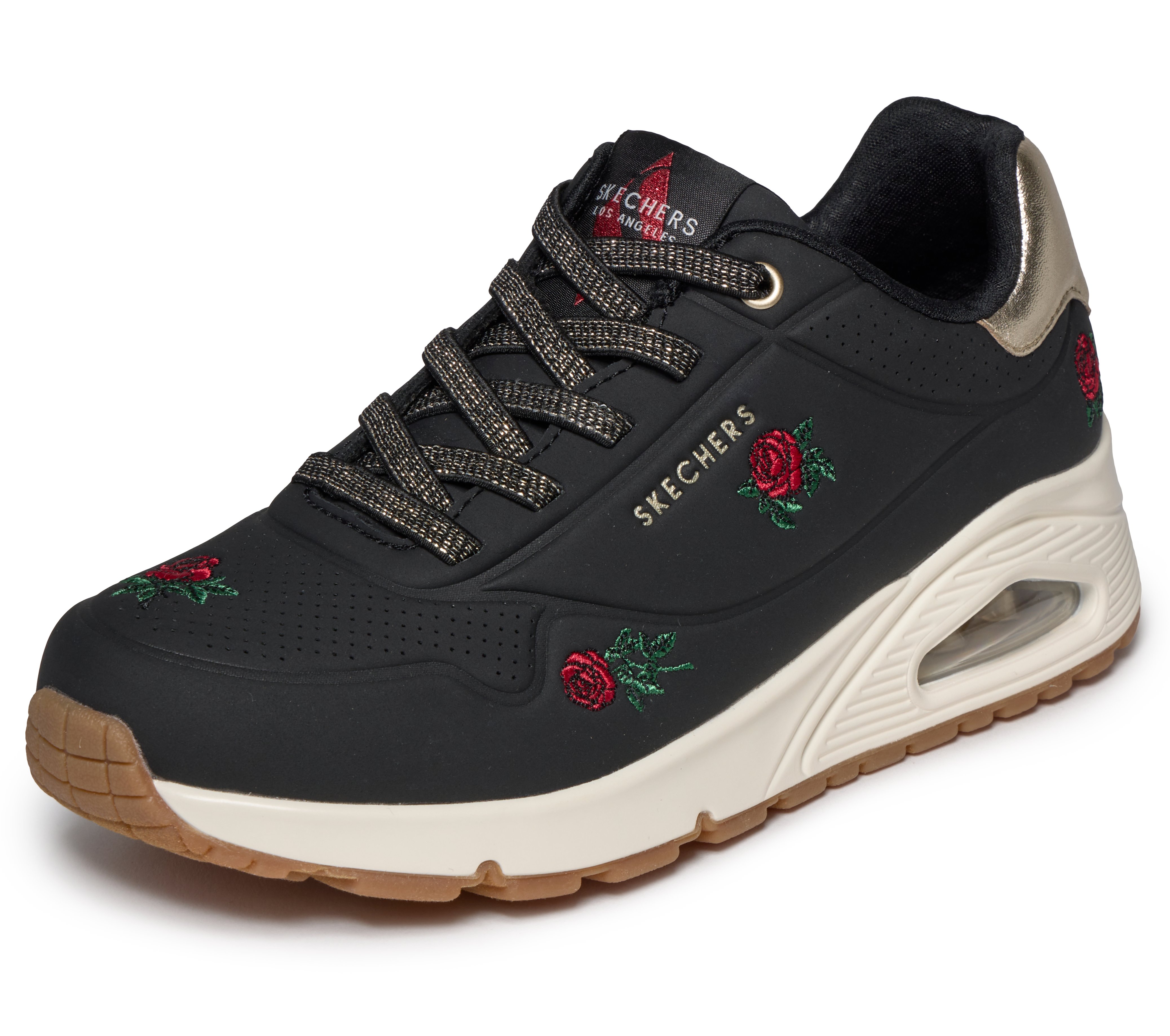 Skechers Sneaker "UNO-CHAMPAGNE & ROSES" Freizeitsneaker, Halbschuh mit Rosen-Stickerei
