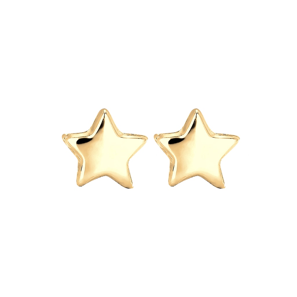 Elli Premium Paar Ohrstecker »Sterne Stern Astro Trend Star 585 Gelbgold«