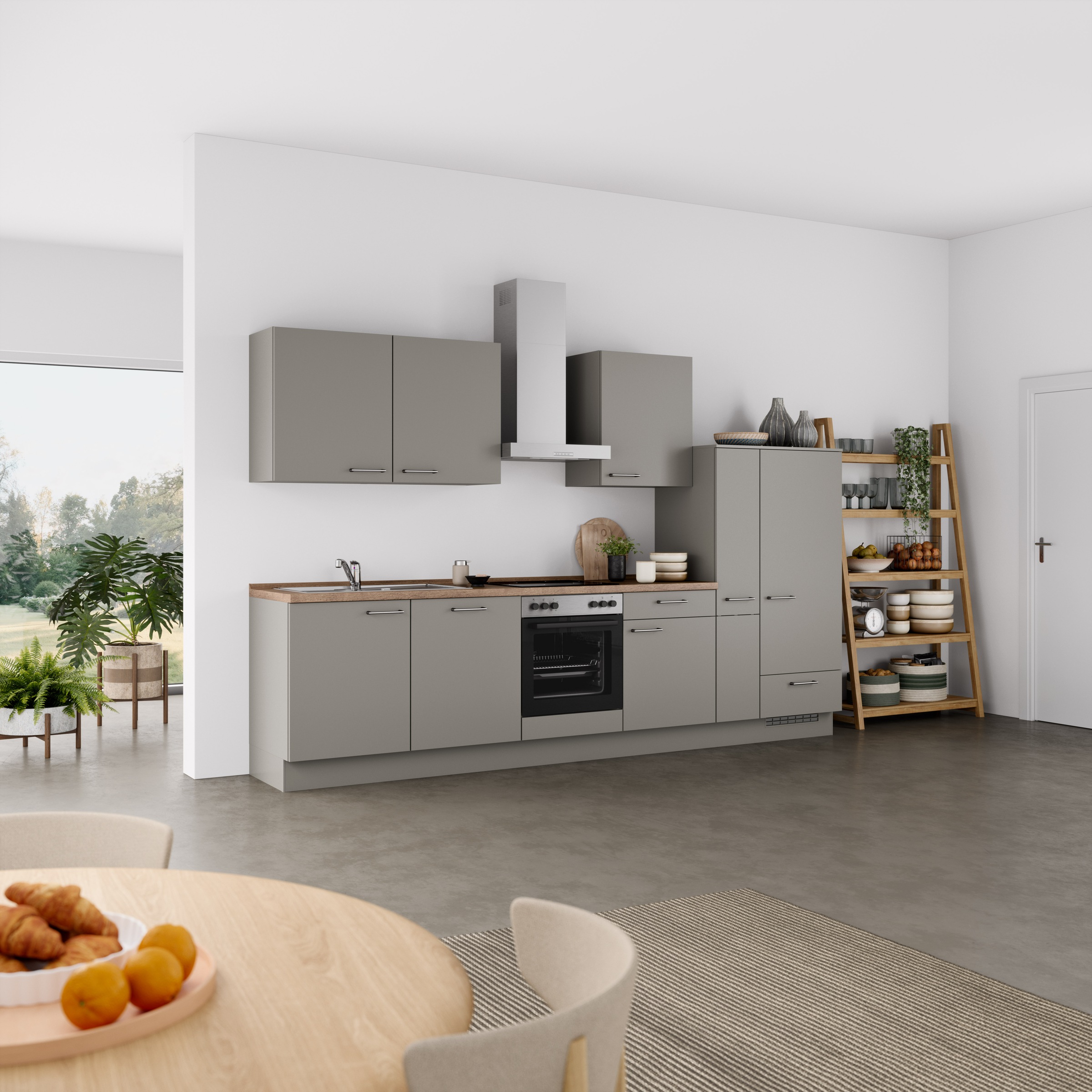 nobilia® Küchenzeile »"Laser I"«, vormontiert, Ausrichtung wählbar, Breite 330 cm, wahlw. mit E-Geräten