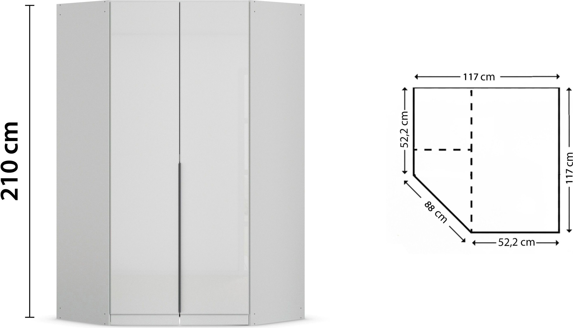 rauch Eckkleiderschrank »Kleiderschrank Schrank Ankleidezimmer Schlafzimmer Garderobe AGORDO«, (in zwei Griff-Farben), mit Glastüren, voll ausgestattet mit viel Stauraum MADE IN GERMANY