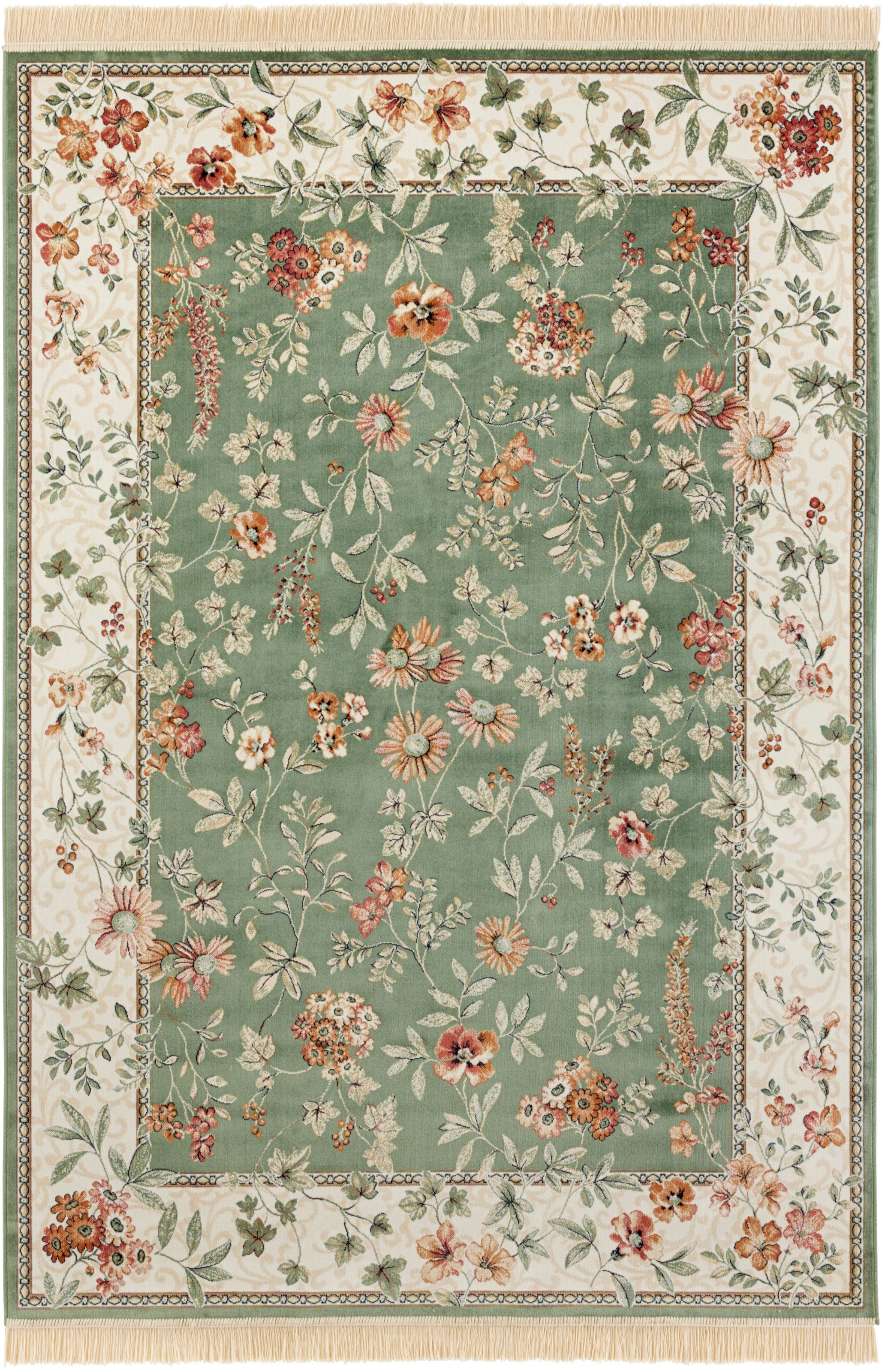 HANSE Home Teppich "Orient Flowers" rechteckig 5 mm Höhe Kurzflor mit Frans günstig online kaufen