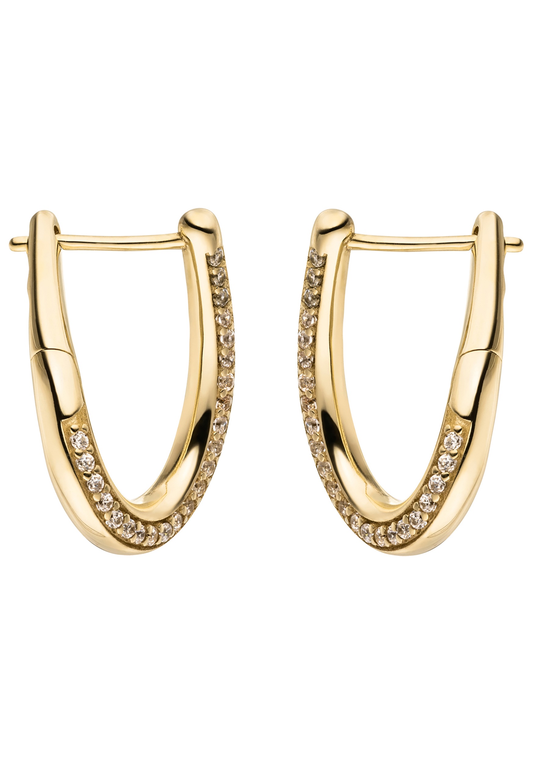 JOBO Paar Creolen »Ohrringe Tropfen 19 mm« 8 Karat 333 Gold mit 46 Zirkonia